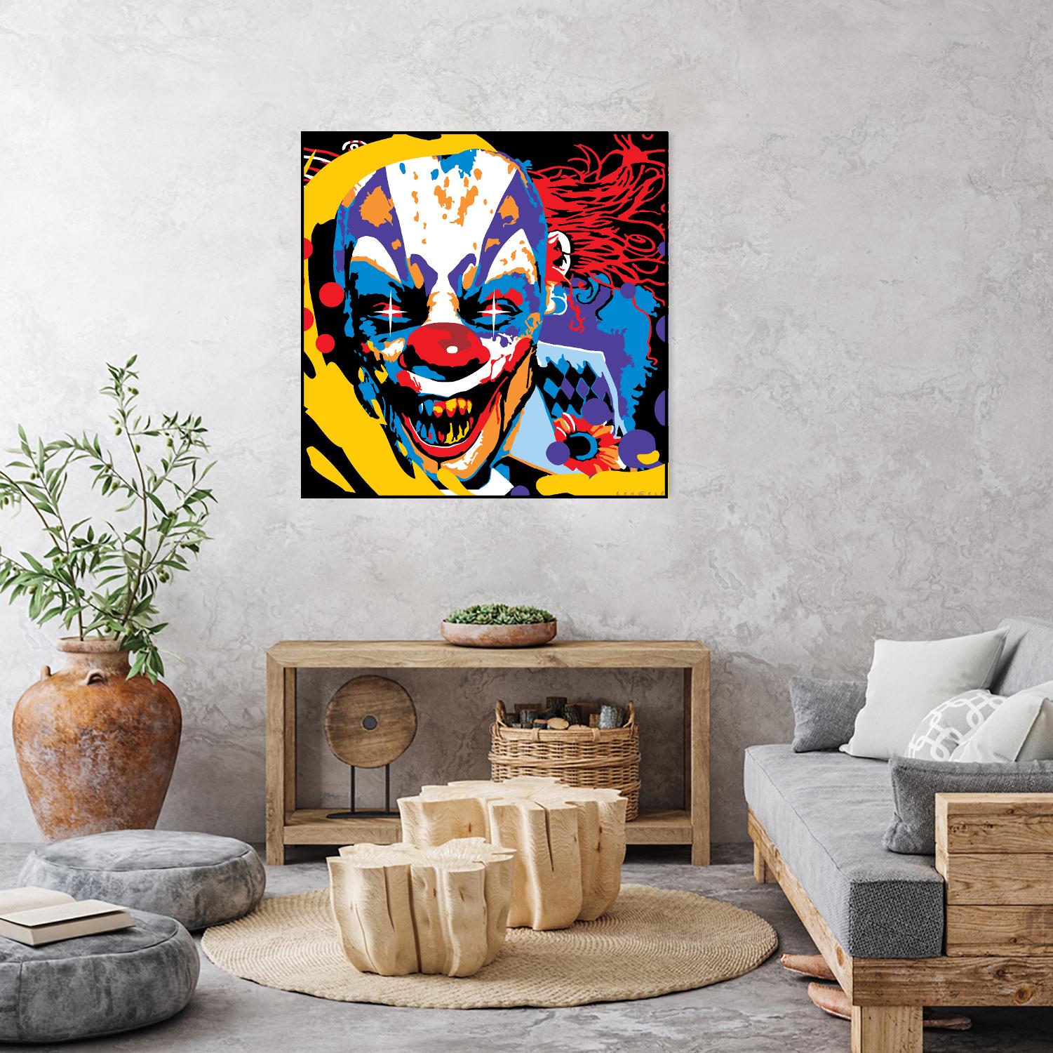 Clown by Ray Lengelé on GIANT ART - red street art horror