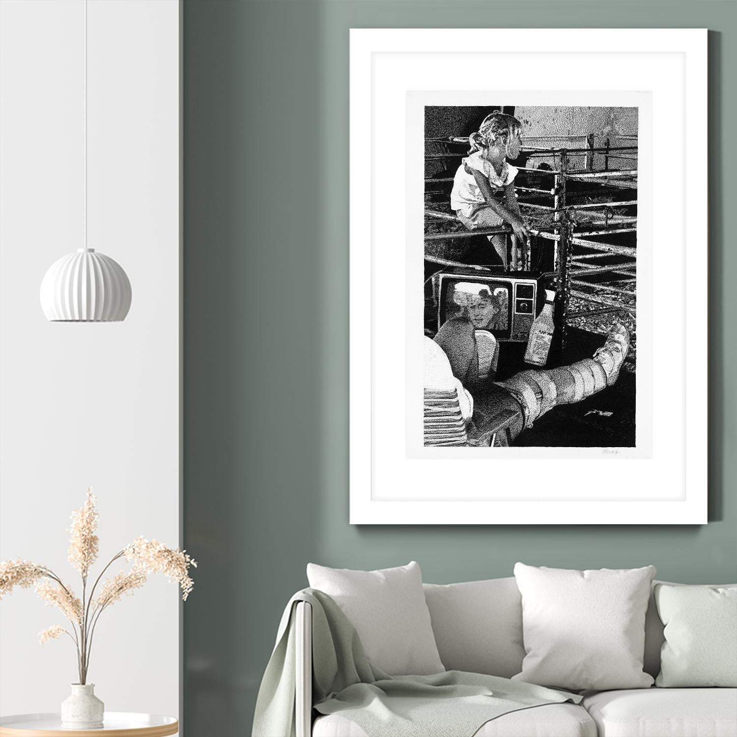 Cast by Gill Alexander on GIANT ART - white black & white television