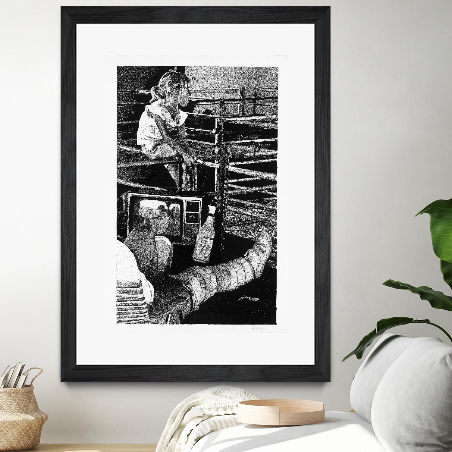 Cast by Gill Alexander on GIANT ART - white black & white television