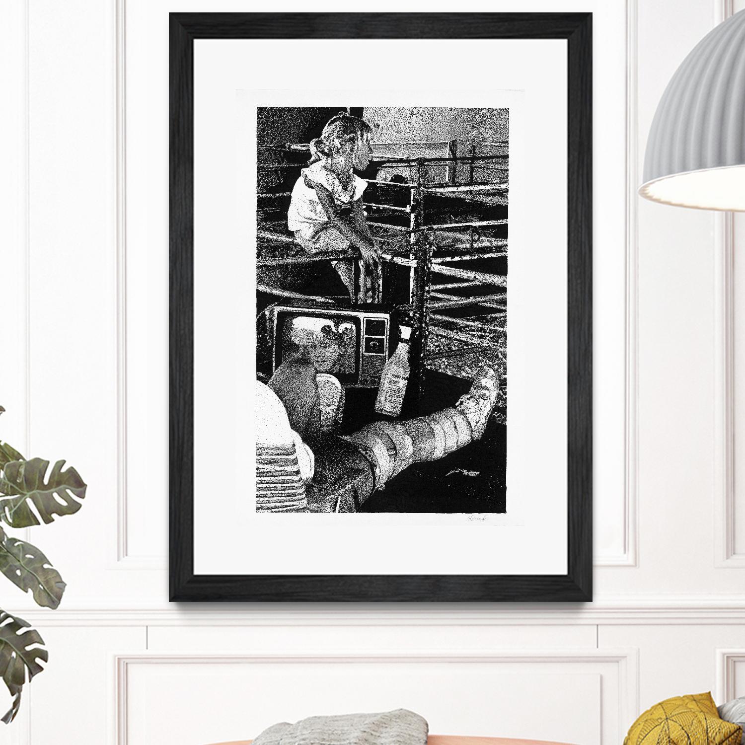 Cast by Gill Alexander on GIANT ART - white black & white television