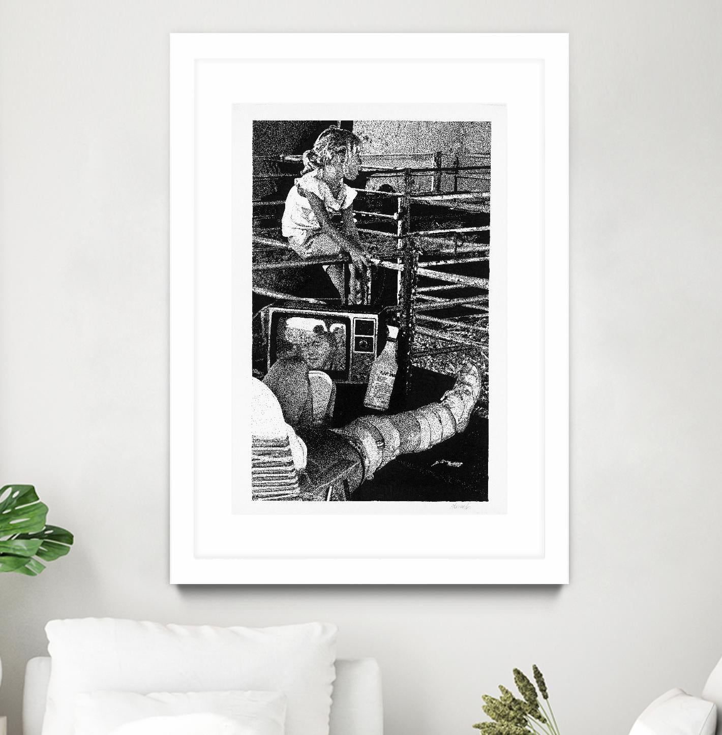 Cast by Gill Alexander on GIANT ART - white black & white television