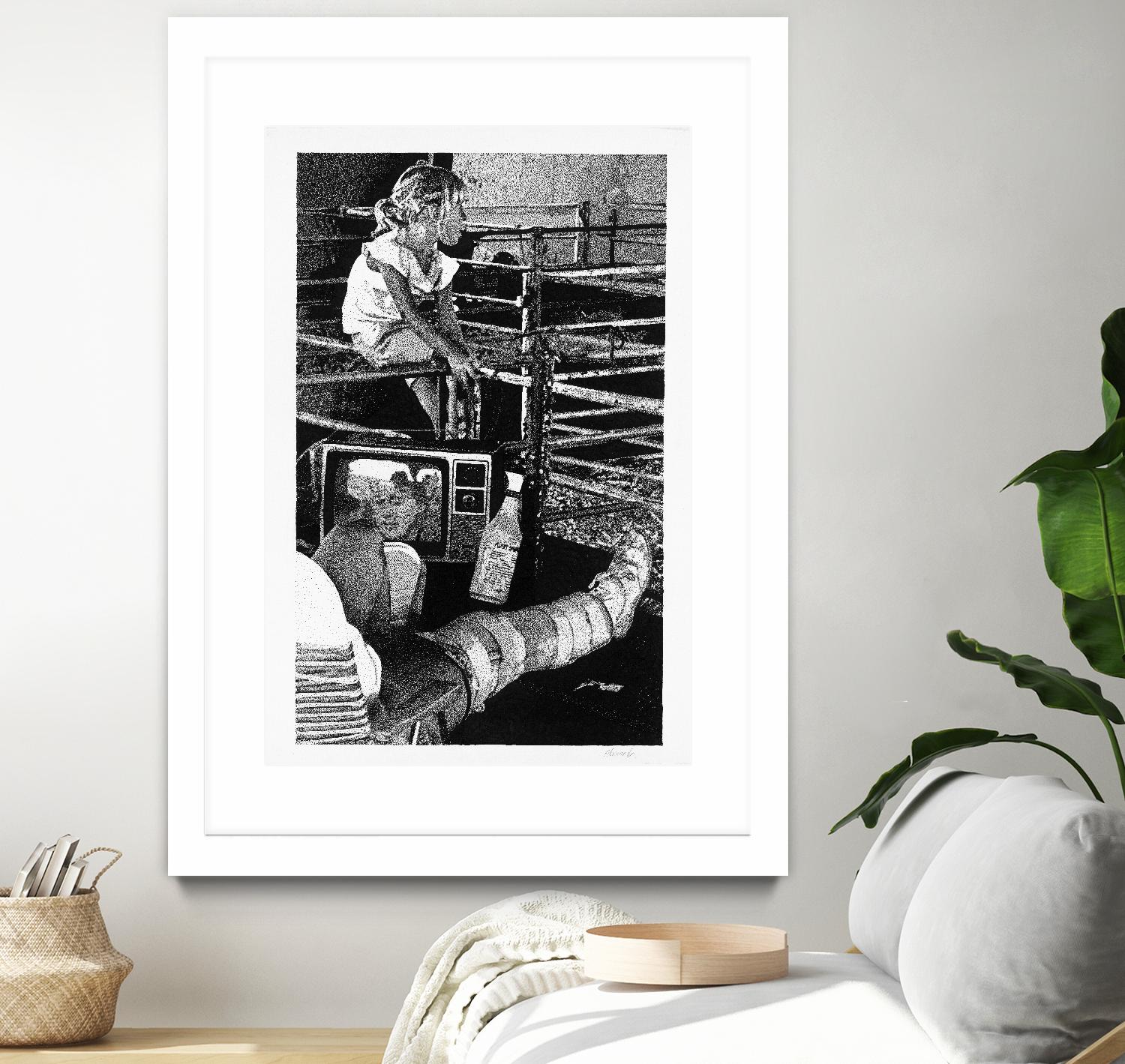 Cast by Gill Alexander on GIANT ART - white black & white television