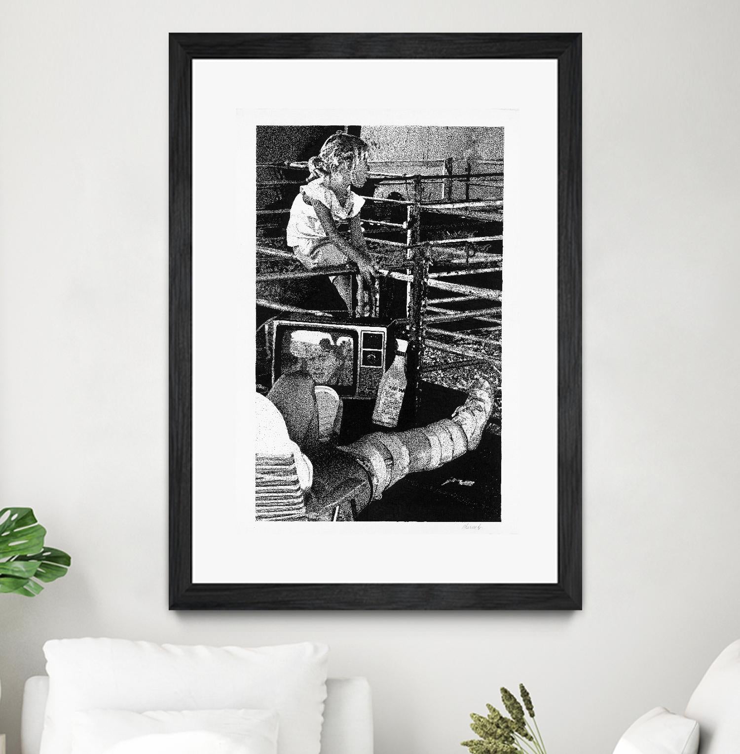 Cast by Gill Alexander on GIANT ART - white black & white television