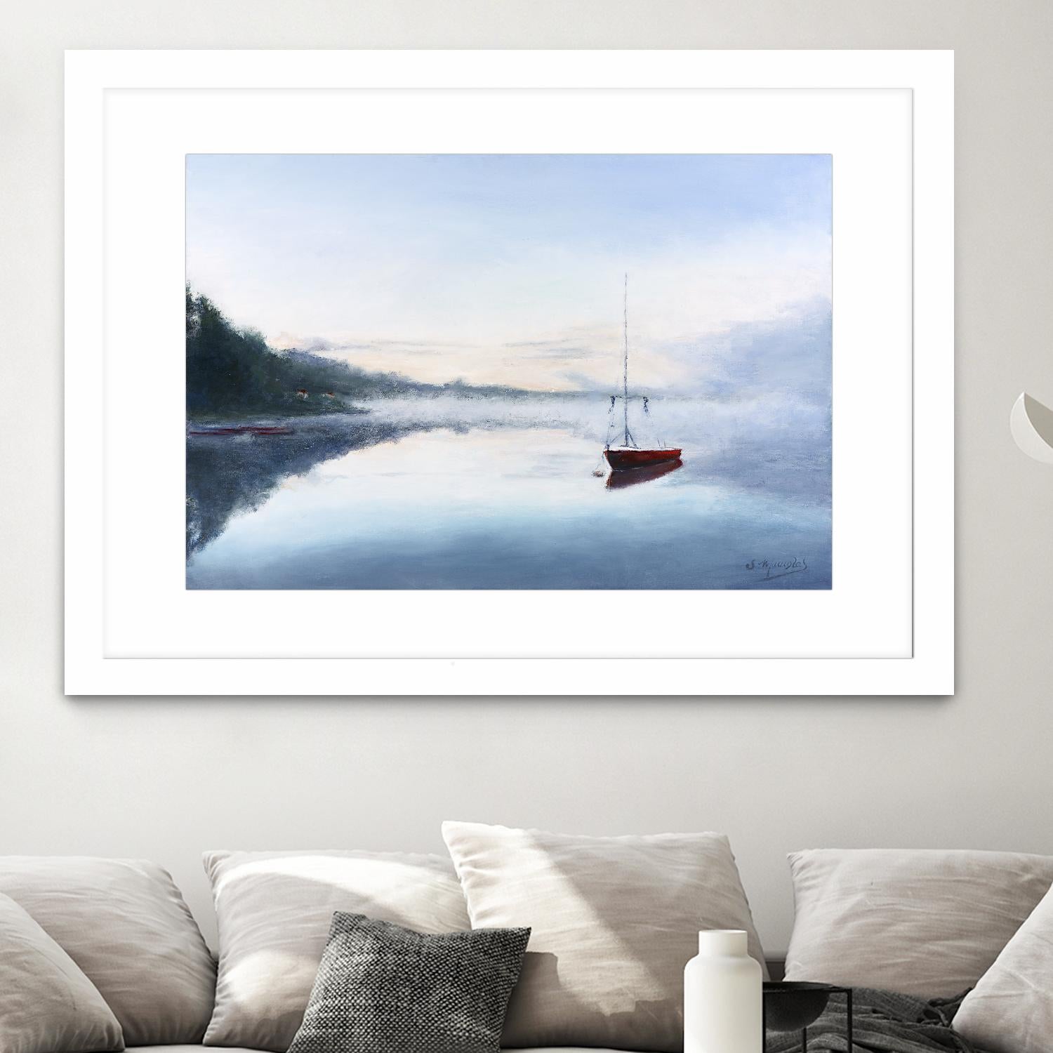 Le solitaire by Jocelyne Maucotel on GIANT ART - red costal tôt le matin