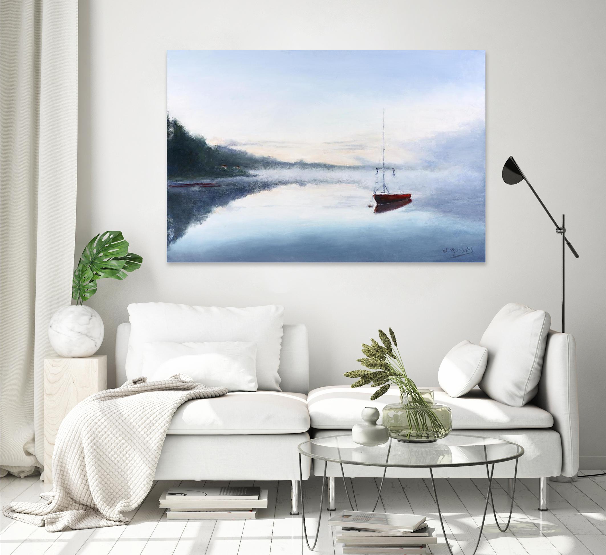 Le solitaire by Jocelyne Maucotel on GIANT ART - red costal tôt le matin