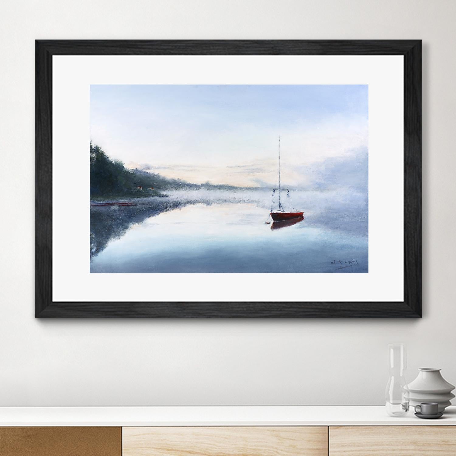 Le solitaire by Jocelyne Maucotel on GIANT ART - red costal tôt le matin