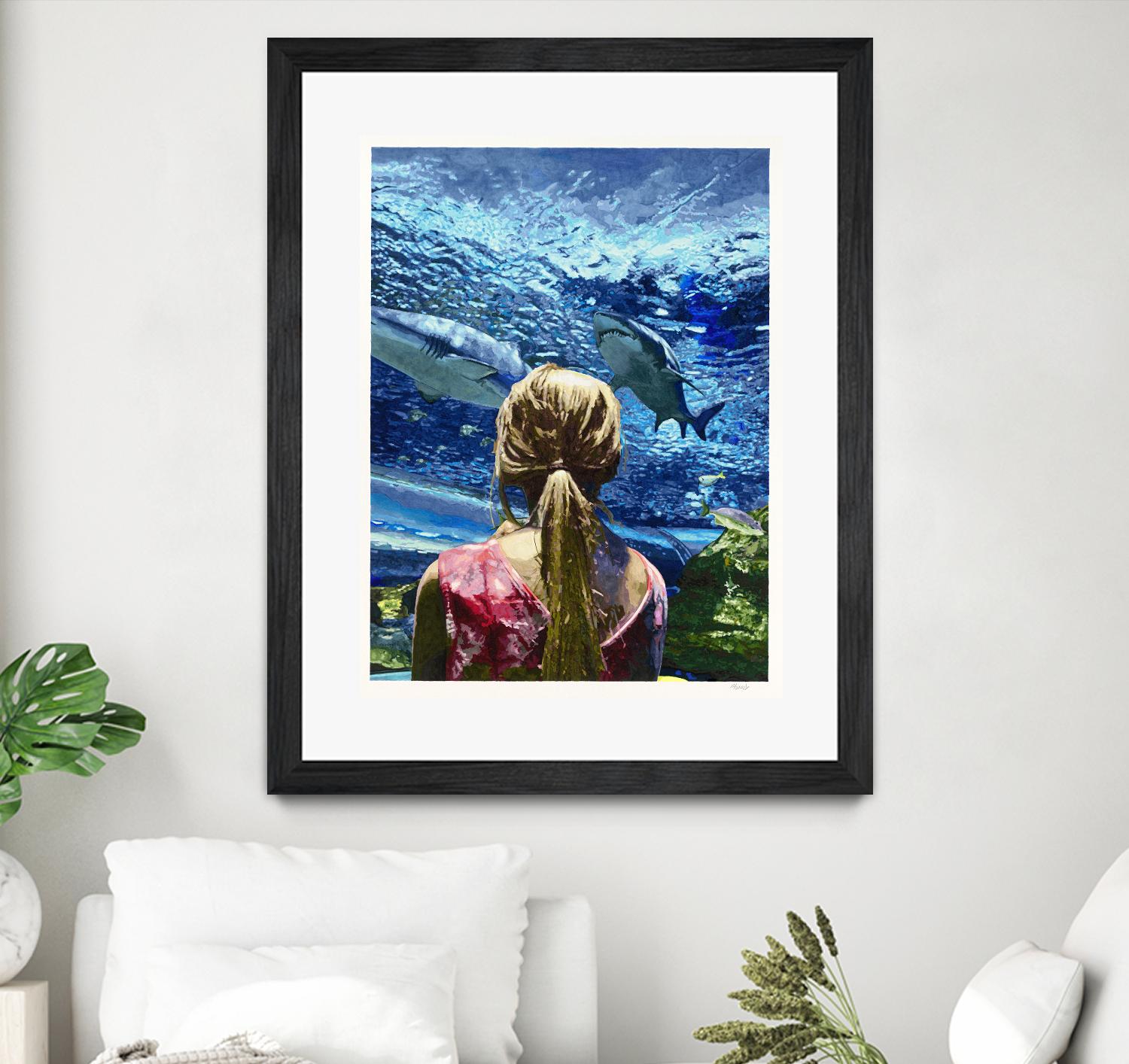 Discovery of Water by Gill Alexander on GIANT ART - pink figurative shark