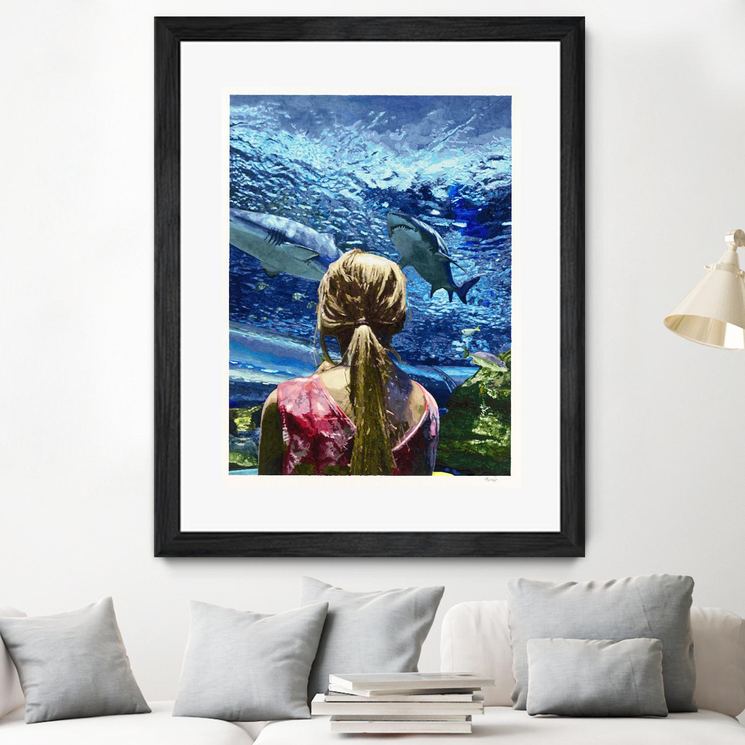 Discovery of Water by Gill Alexander on GIANT ART - pink figurative shark