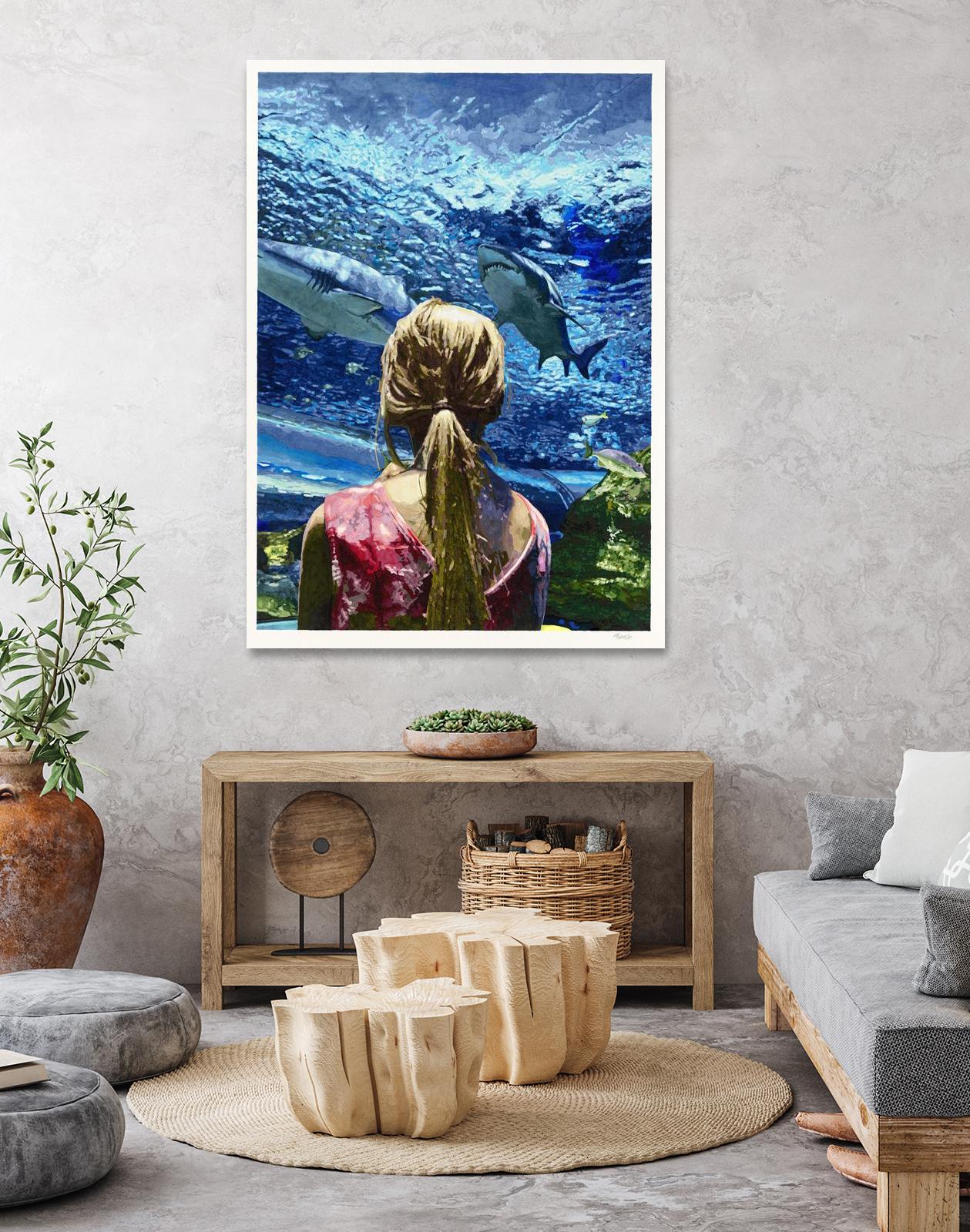 Discovery of Water by Gill Alexander on GIANT ART - pink figurative shark