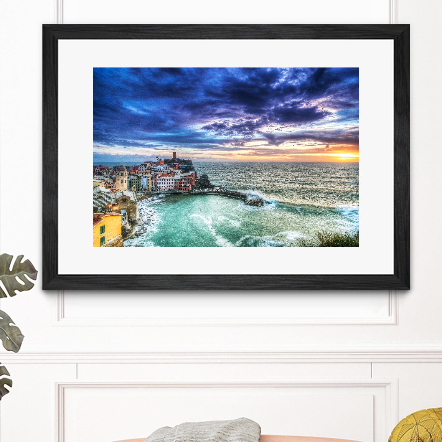 Vernazza Sunset, Cinque Terre, Italy by Nick Jackson on GIANT ART - green costal
