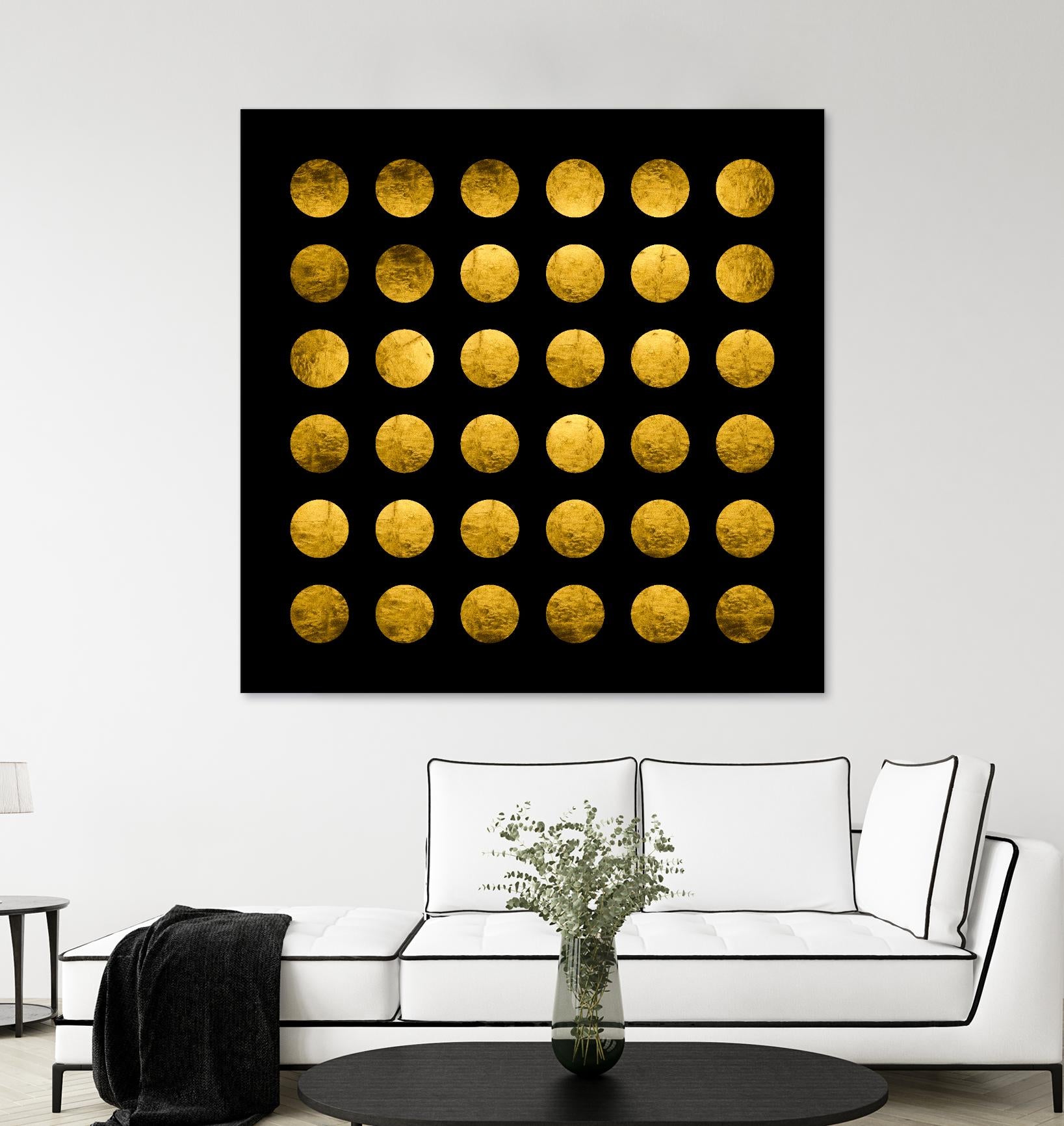 Golden Spots Black by Daniel Stanford on GIANT ART - gold shapes polka dots