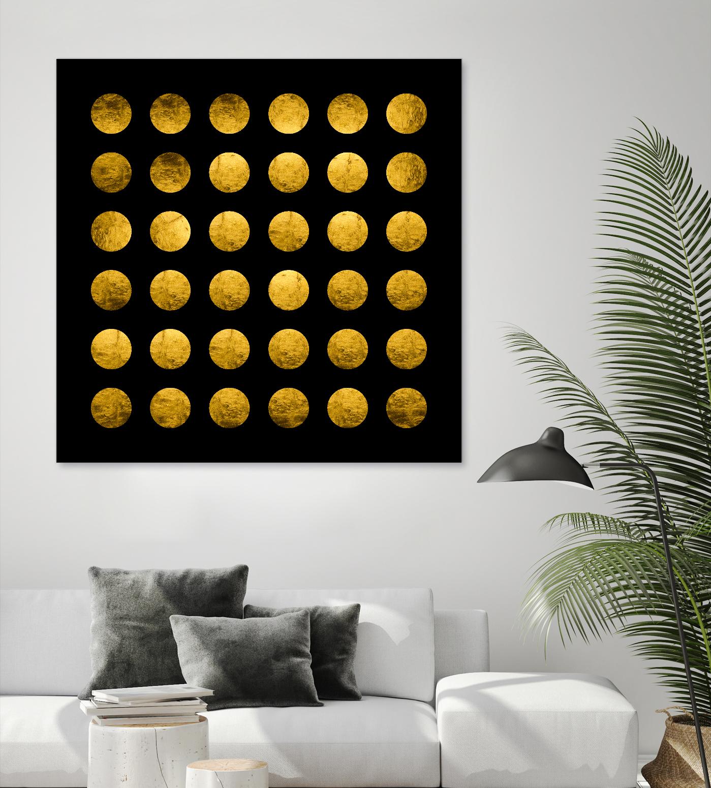 Golden Spots Black by Daniel Stanford on GIANT ART - gold shapes polka dots