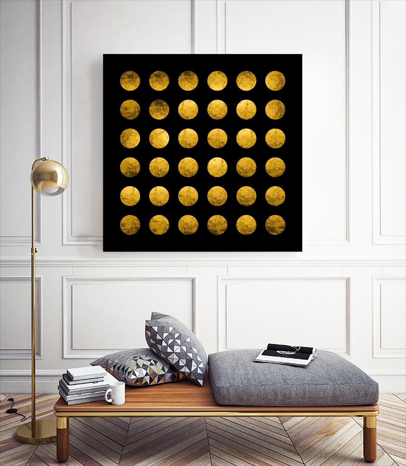 Golden Spots Black by Daniel Stanford on GIANT ART - gold shapes polka dots