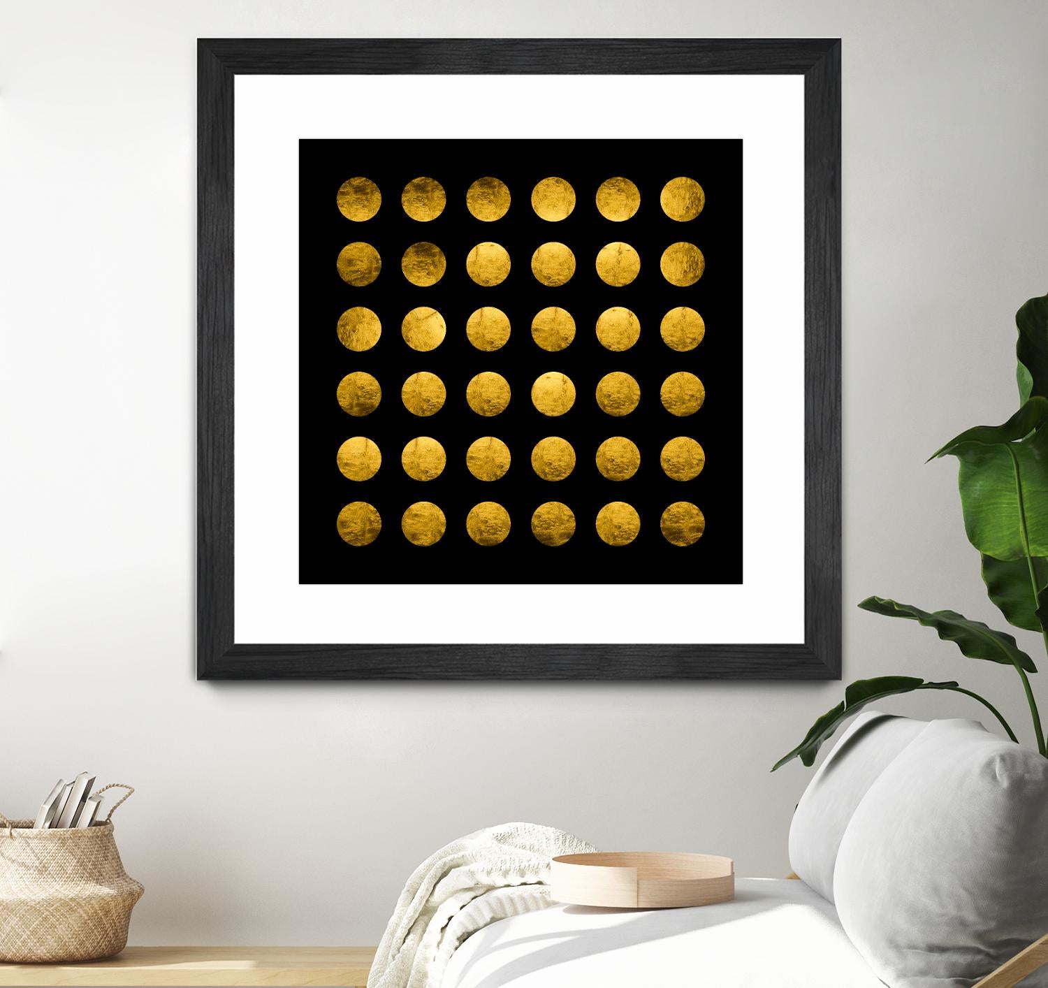Golden Spots Black by Daniel Stanford on GIANT ART - gold shapes polka dots