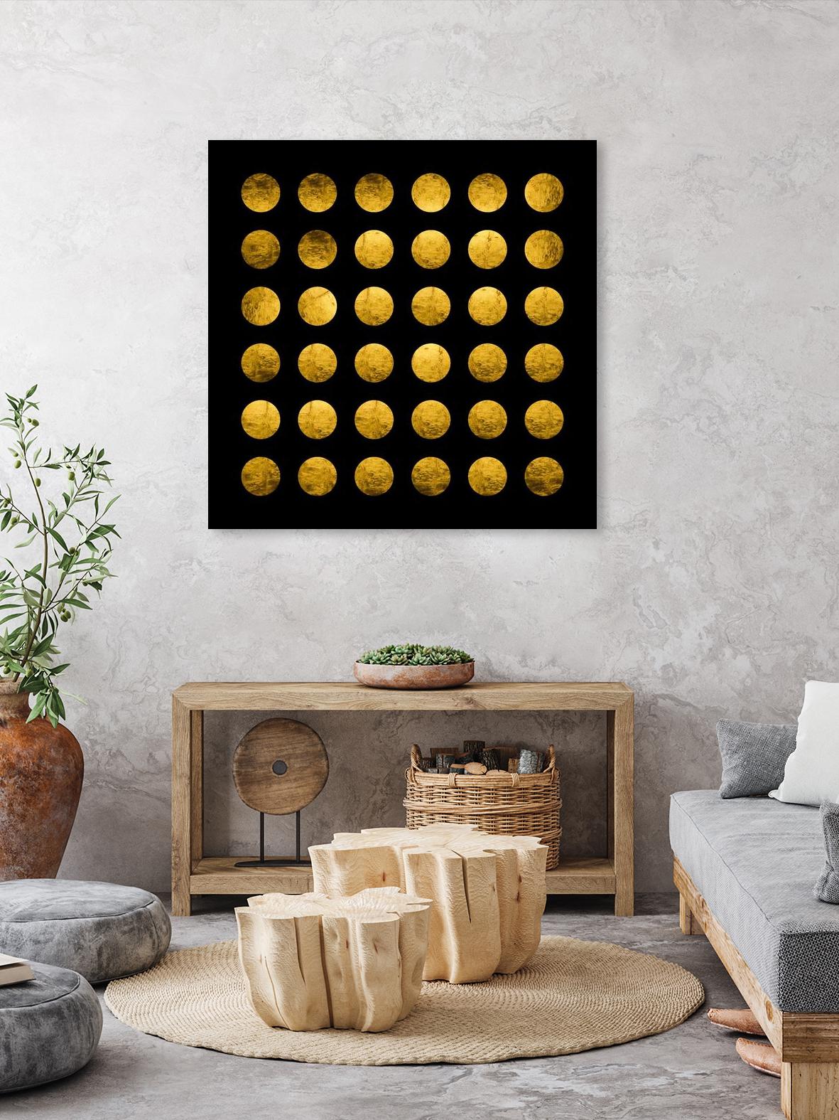 Golden Spots Black by Daniel Stanford on GIANT ART - gold shapes polka dots