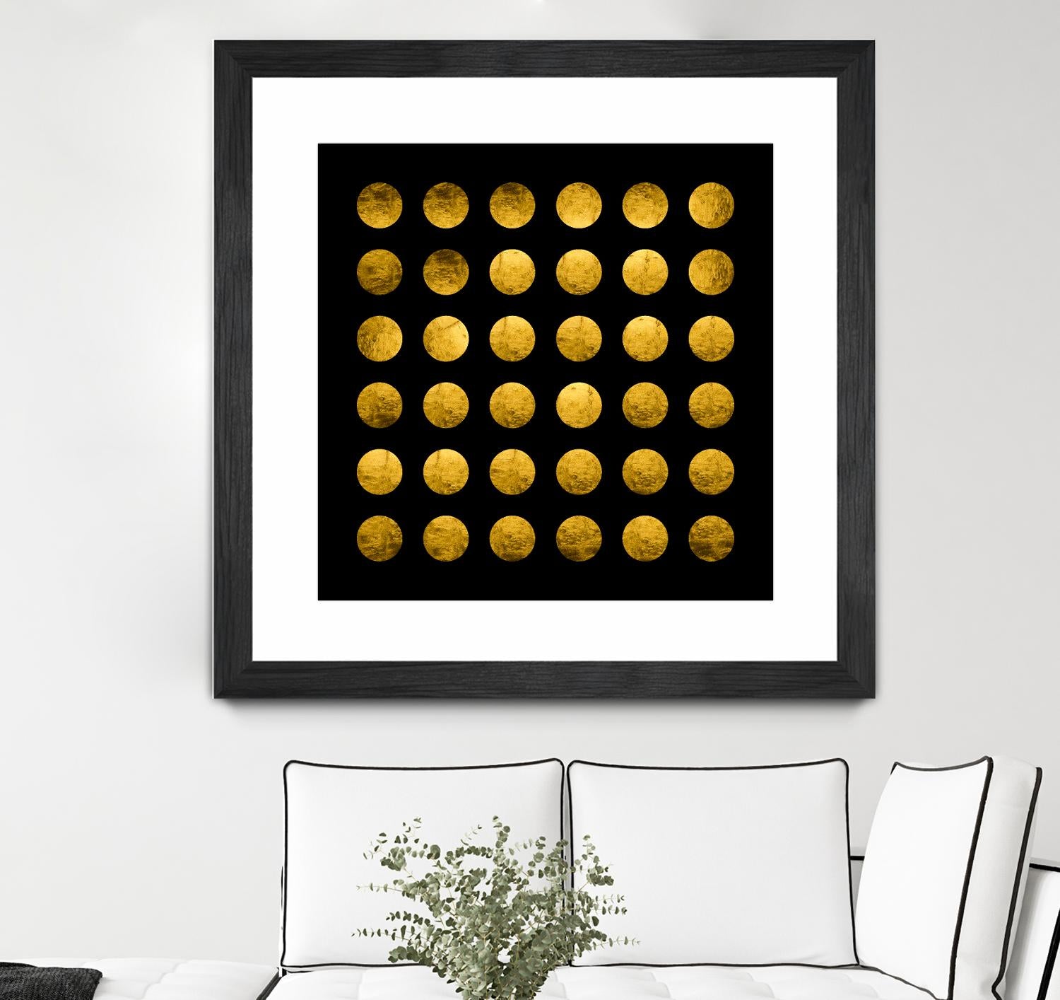 Golden Spots Black by Daniel Stanford on GIANT ART - gold shapes polka dots