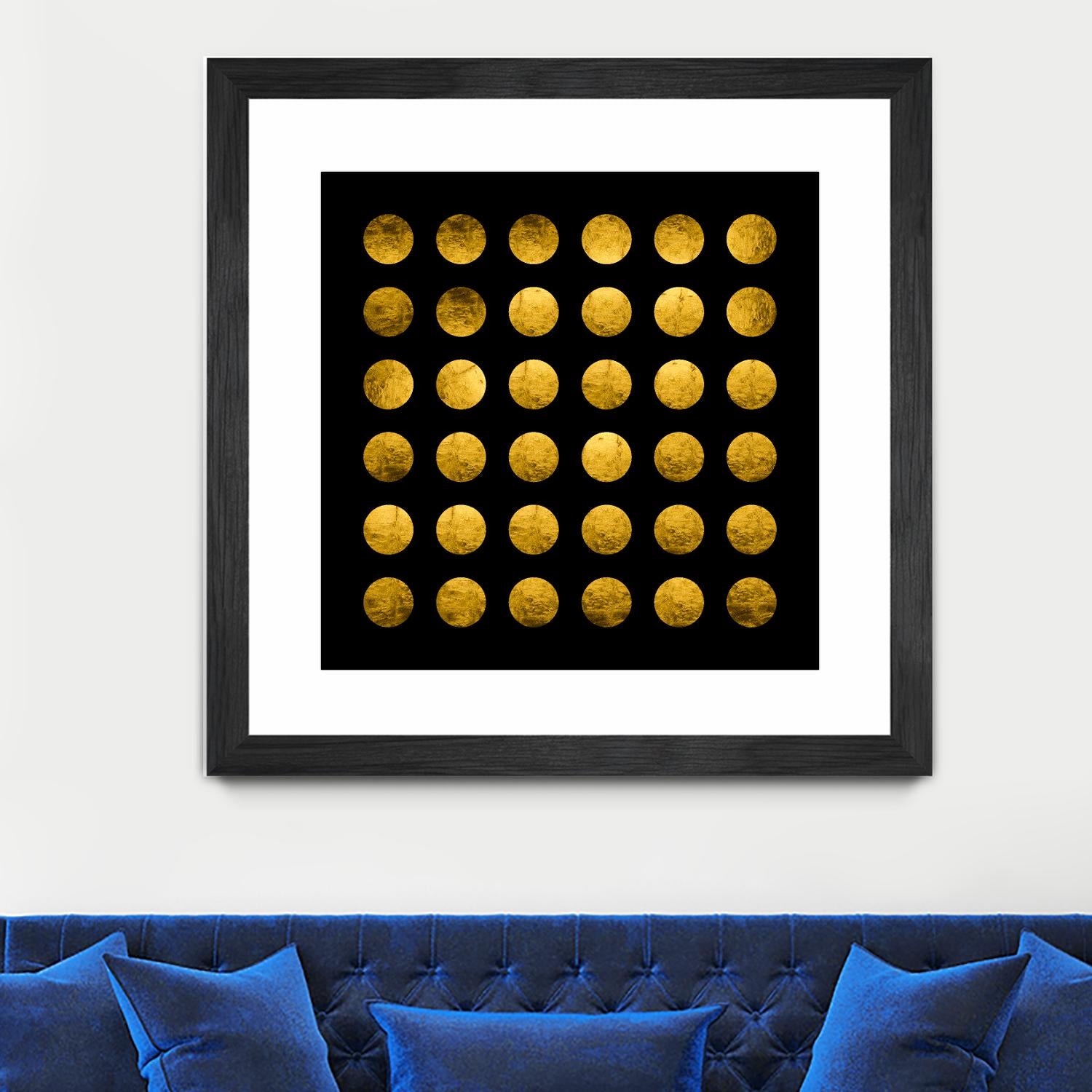 Golden Spots Black by Daniel Stanford on GIANT ART - gold shapes polka dots