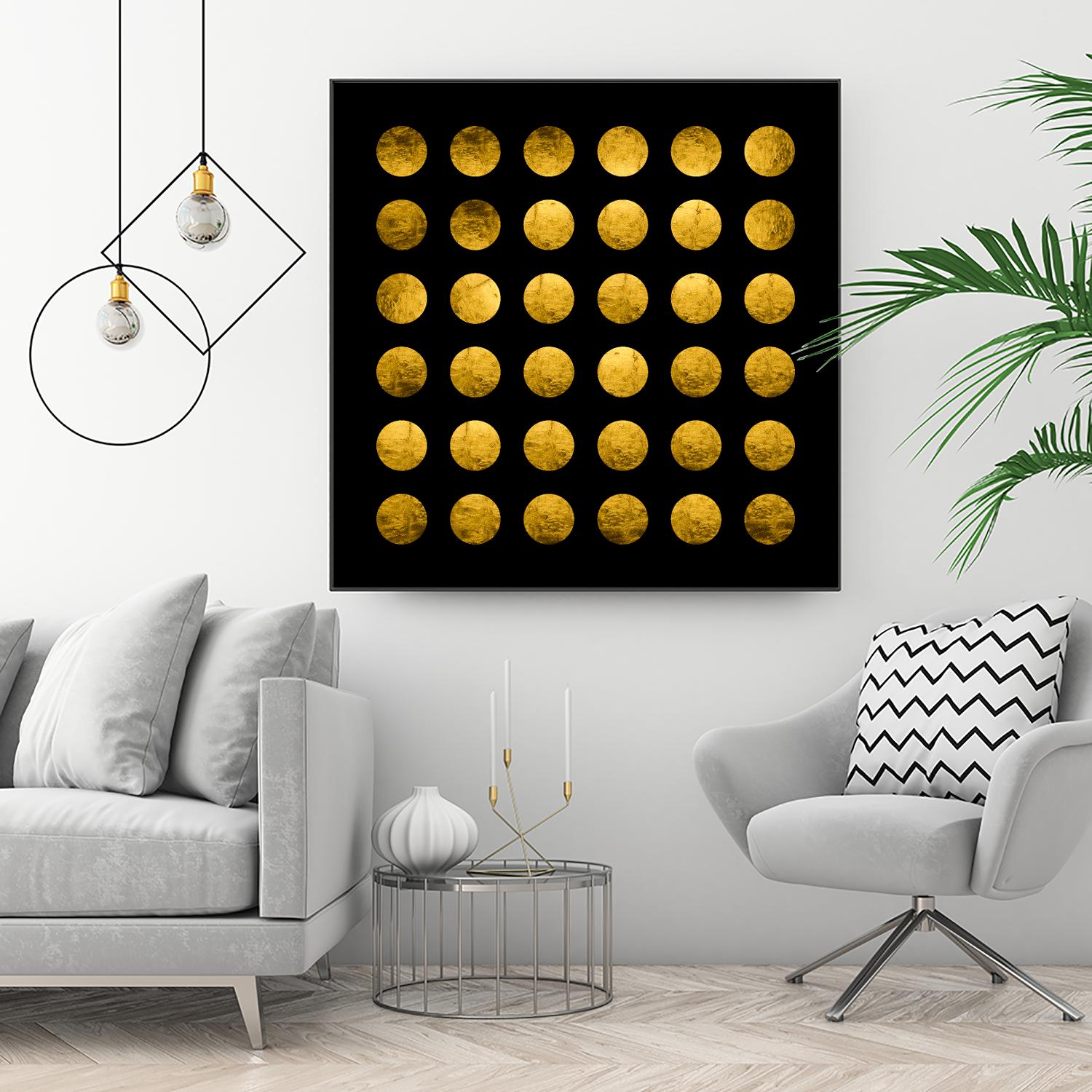 Golden Spots Black by Daniel Stanford on GIANT ART - gold shapes polka dots