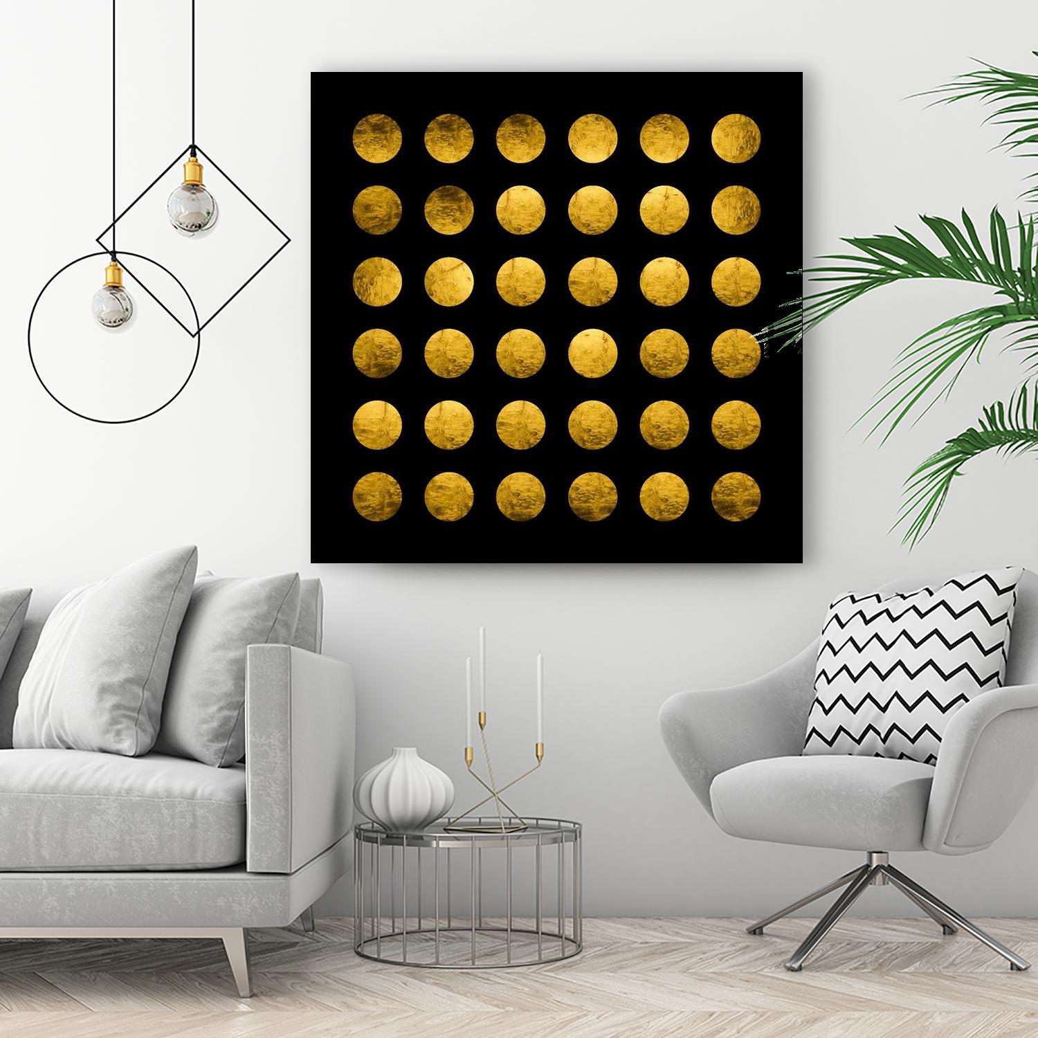 Golden Spots Black by Daniel Stanford on GIANT ART - gold shapes polka dots
