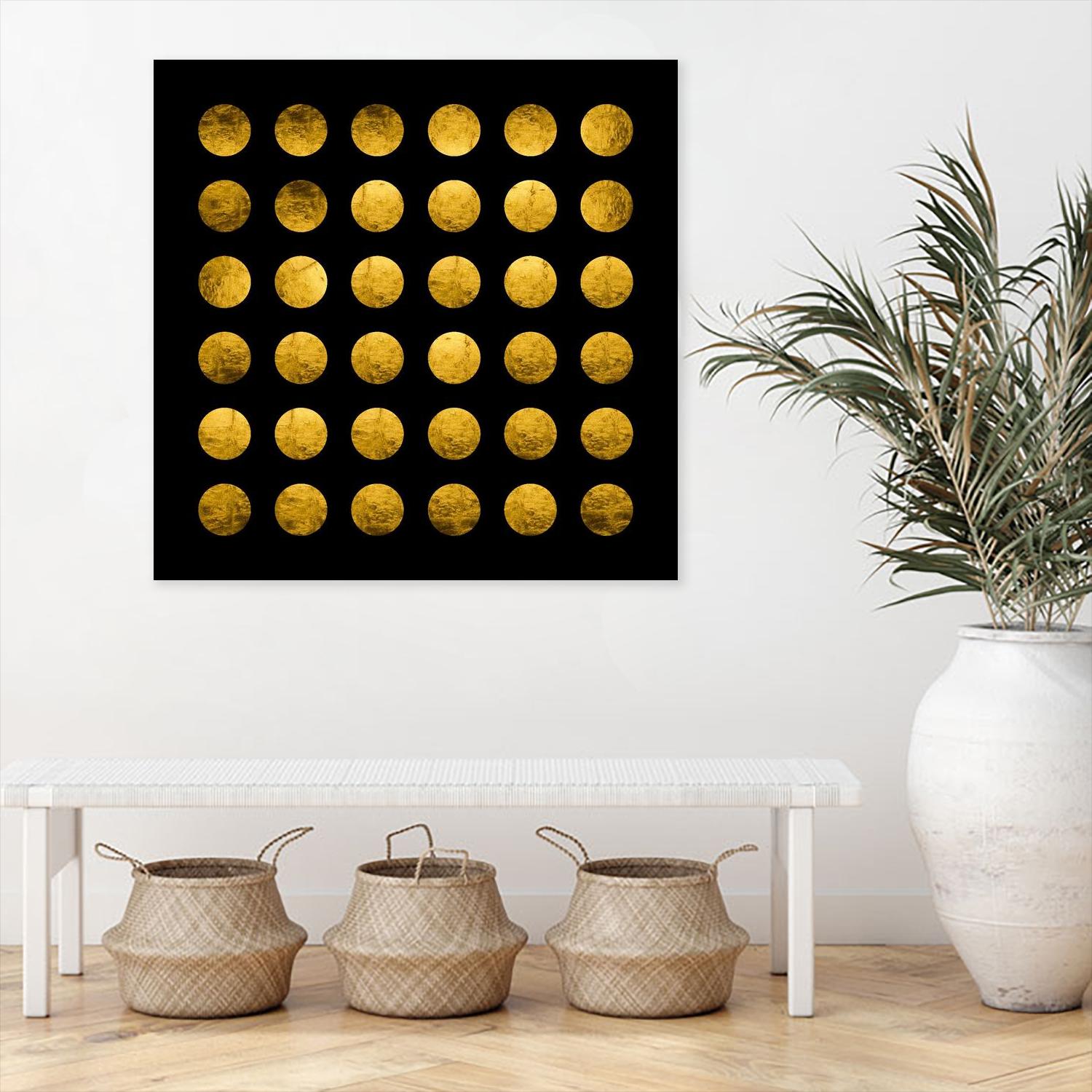 Golden Spots Black by Daniel Stanford on GIANT ART - gold shapes polka dots