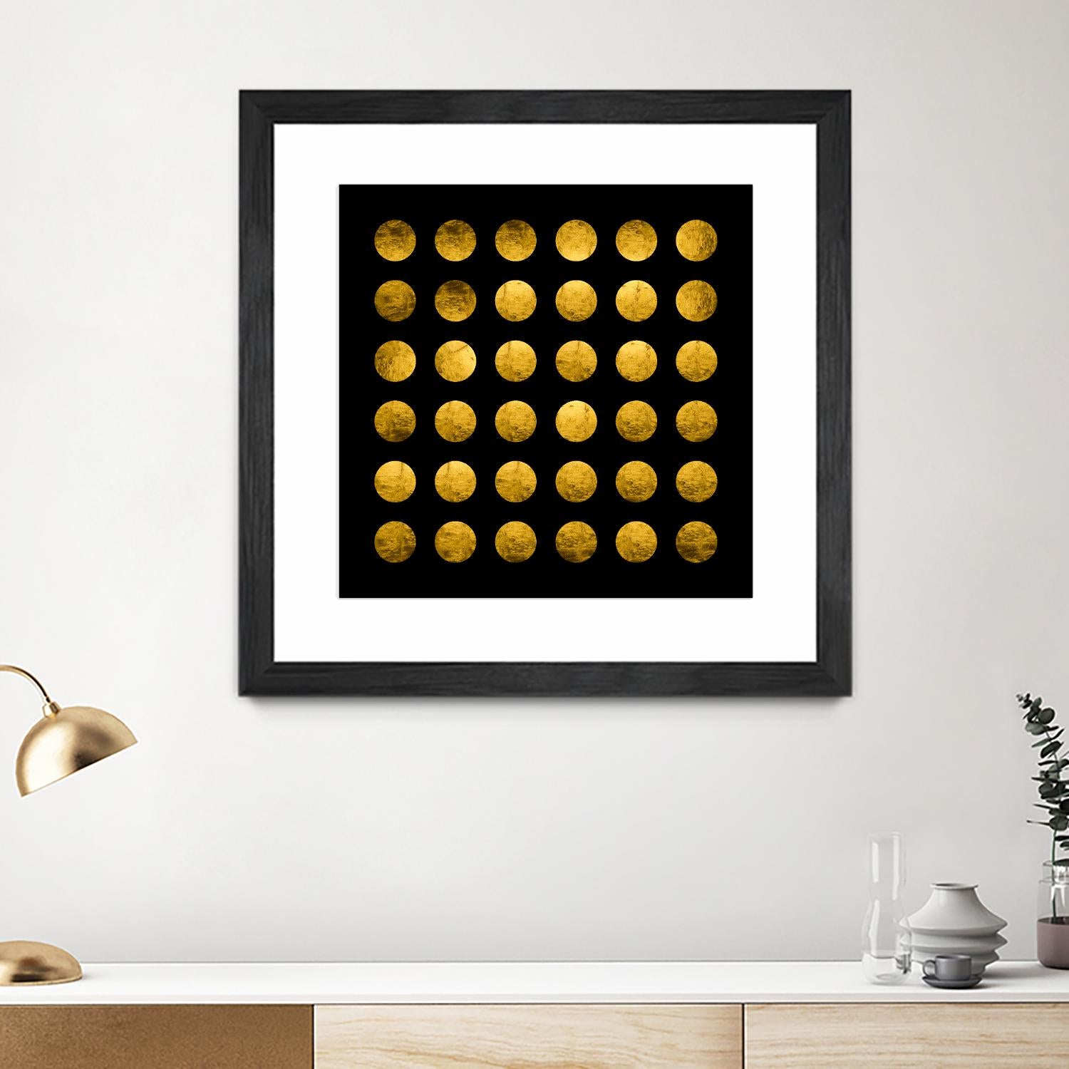 Golden Spots Black by Daniel Stanford on GIANT ART - gold shapes polka dots