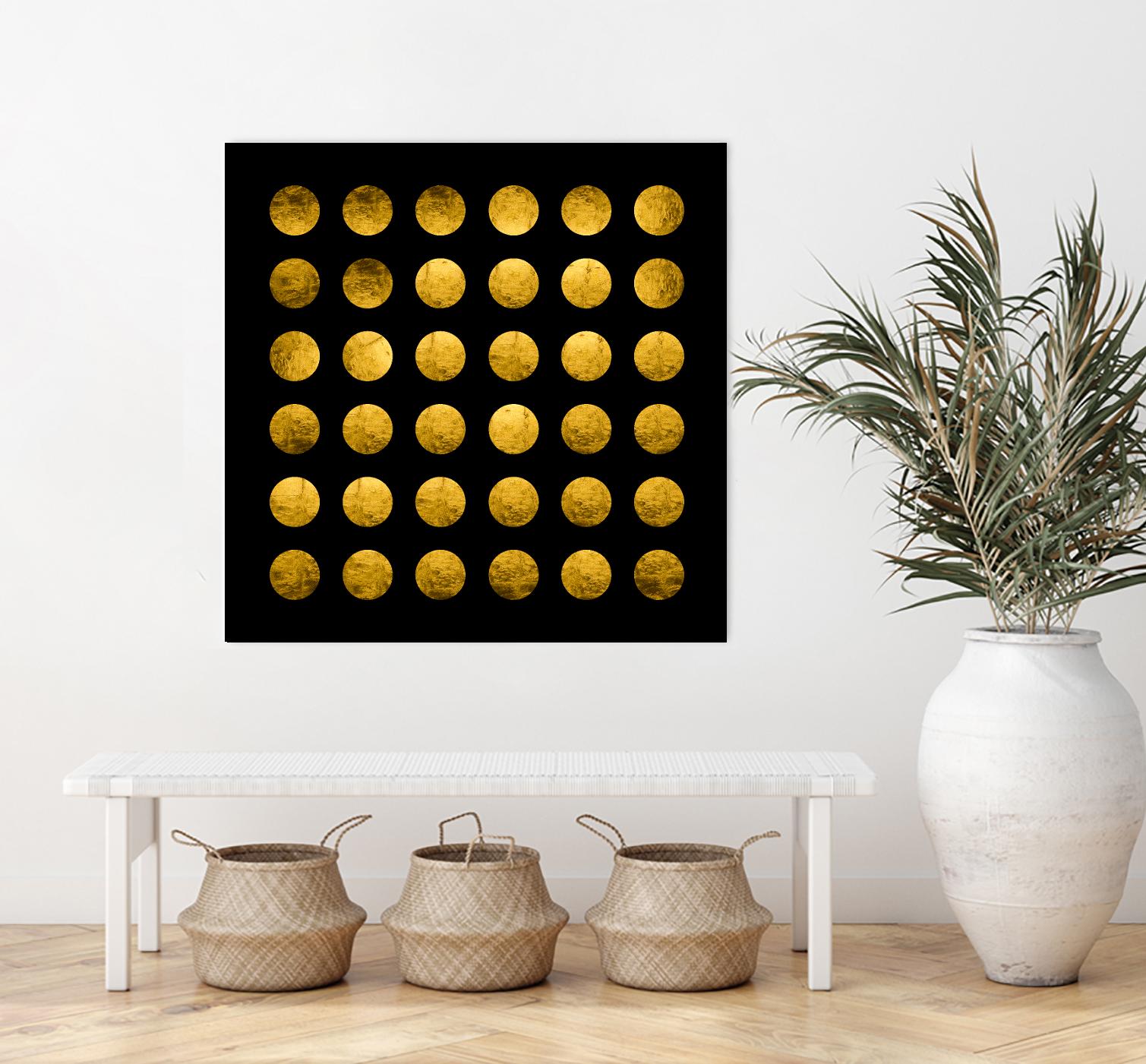 Golden Spots Black by Daniel Stanford on GIANT ART - gold shapes polka dots