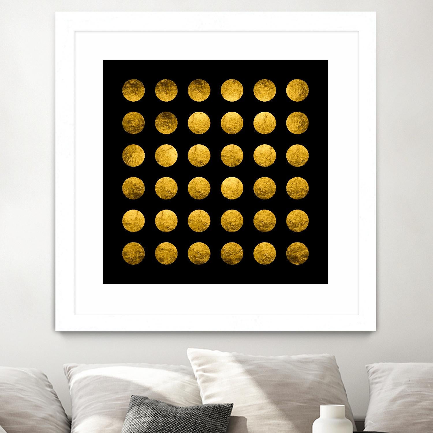 Golden Spots Black by Daniel Stanford on GIANT ART - gold shapes polka dots