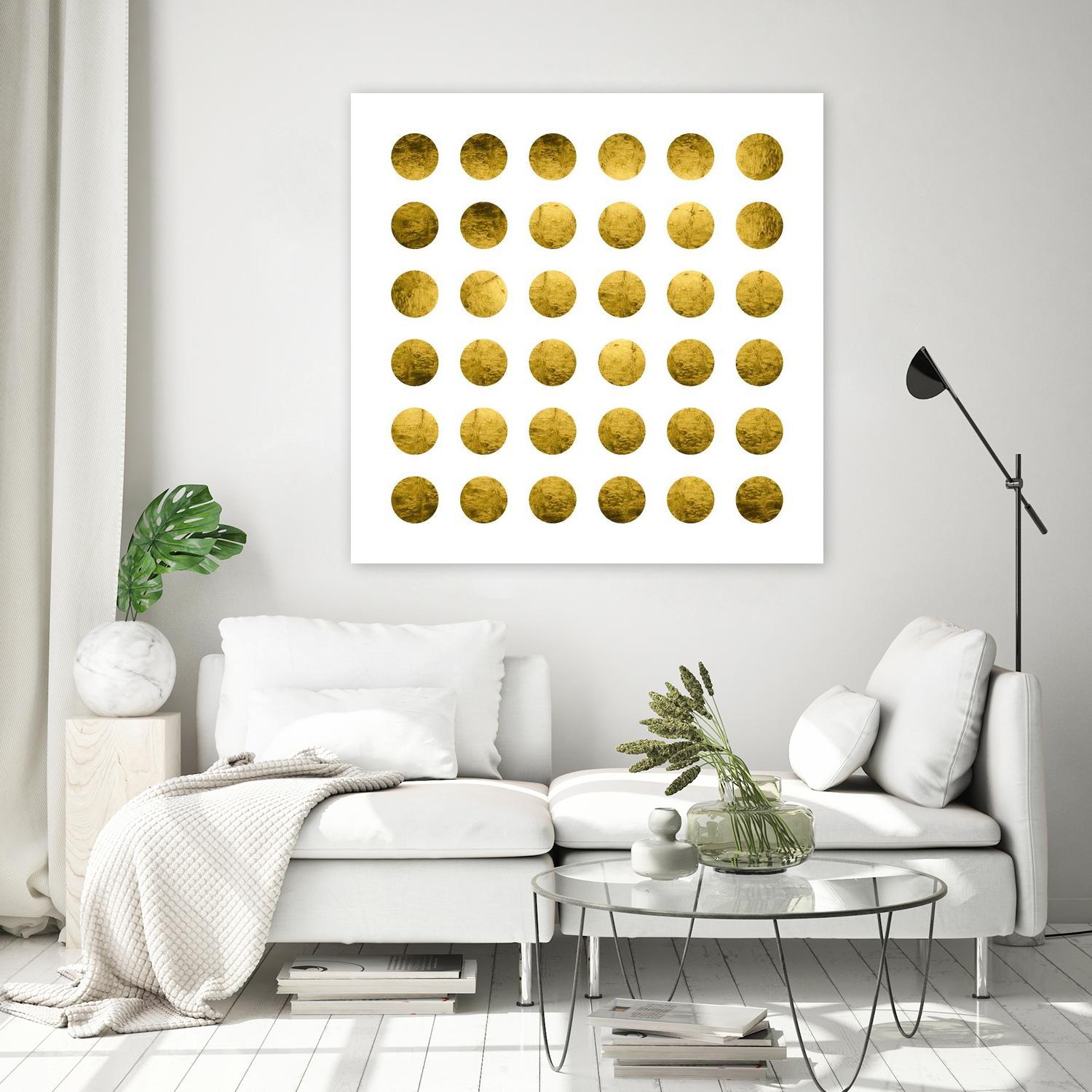 Golden Spots White by Daniel Stanford on GIANT ART - gold abstract