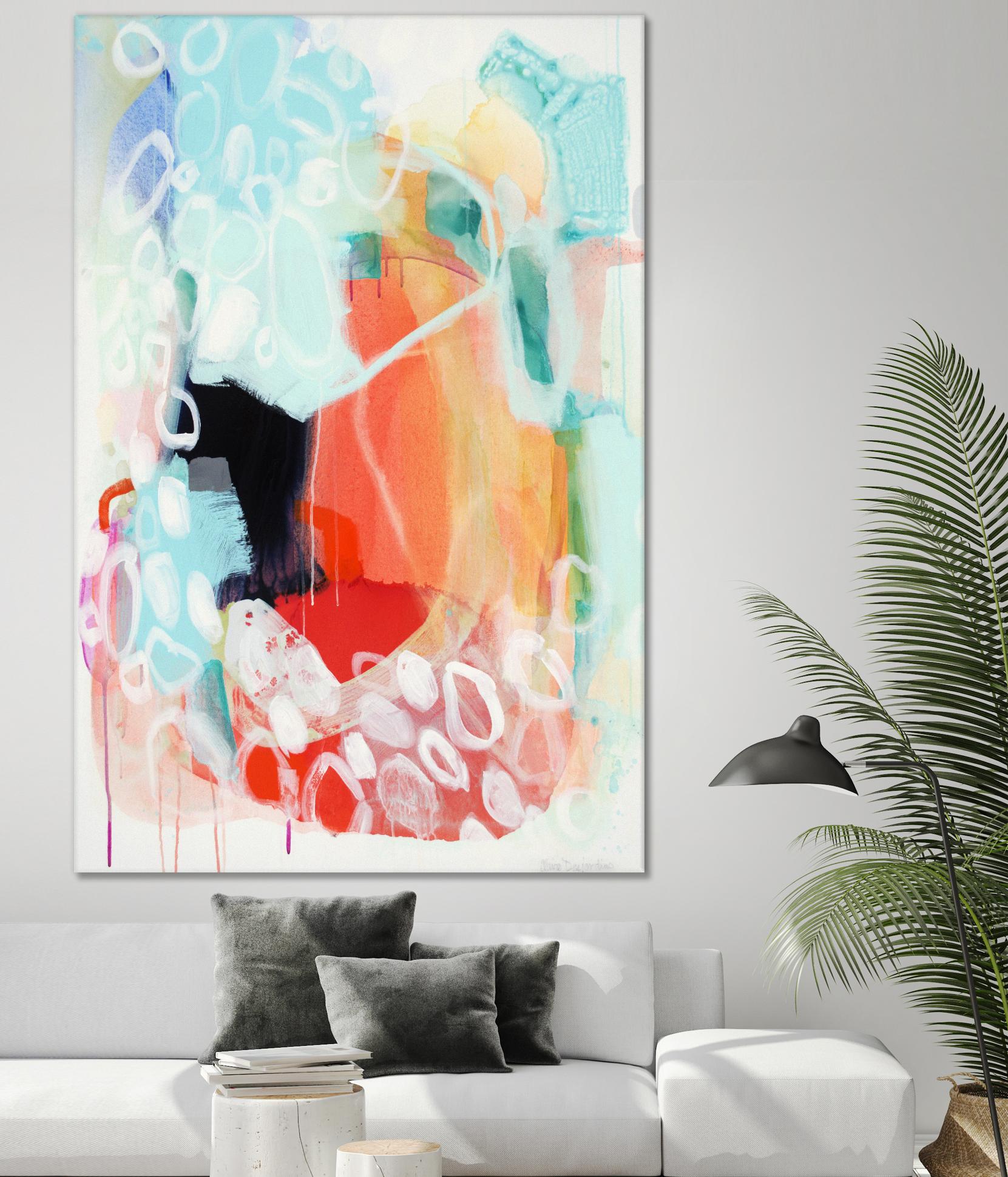 Cherry Creamsicle love by Claire Desjardins on GIANT ART - red abstract pastel