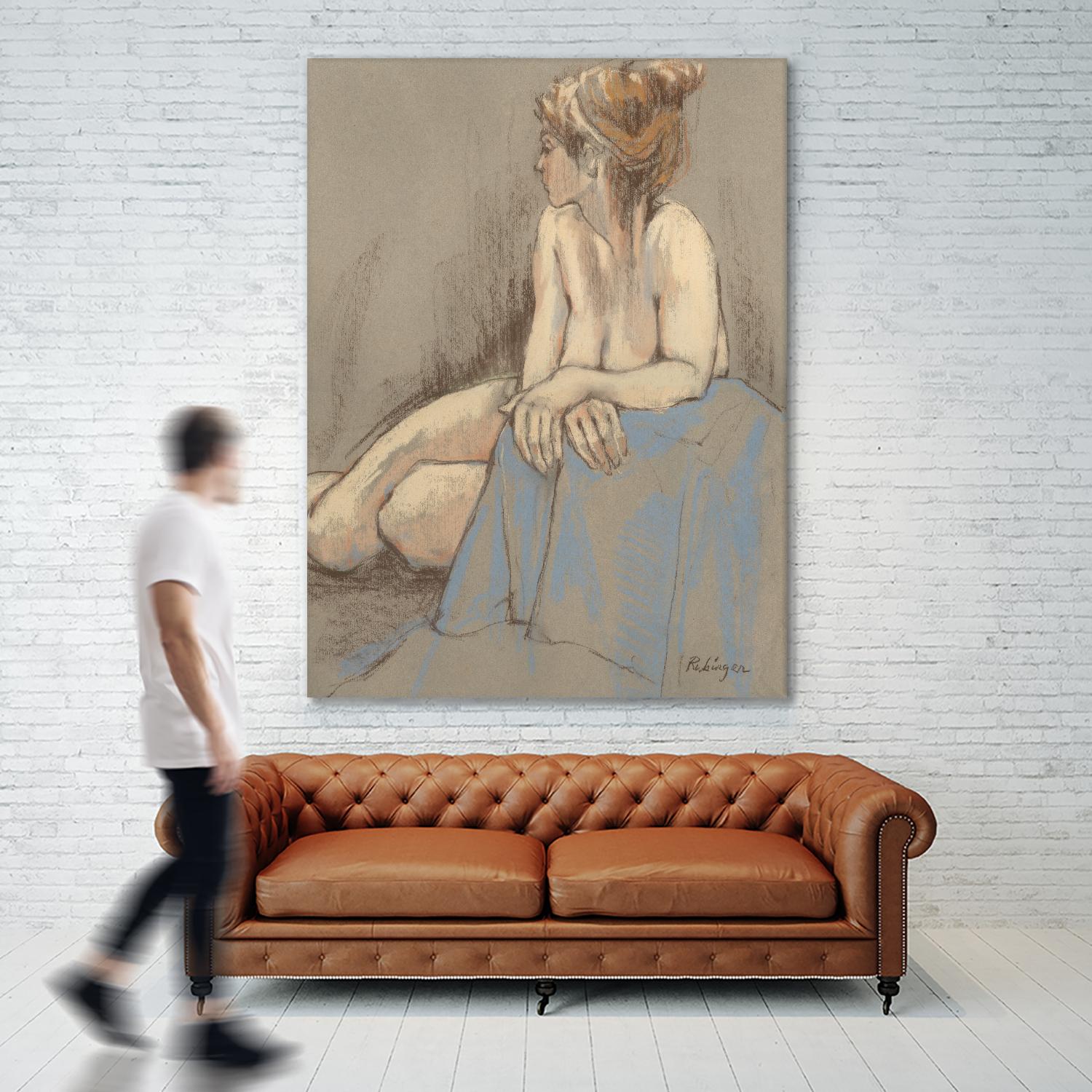 After the Bath by Bram Rubinger on GIANT ART - beige figurative corps nu