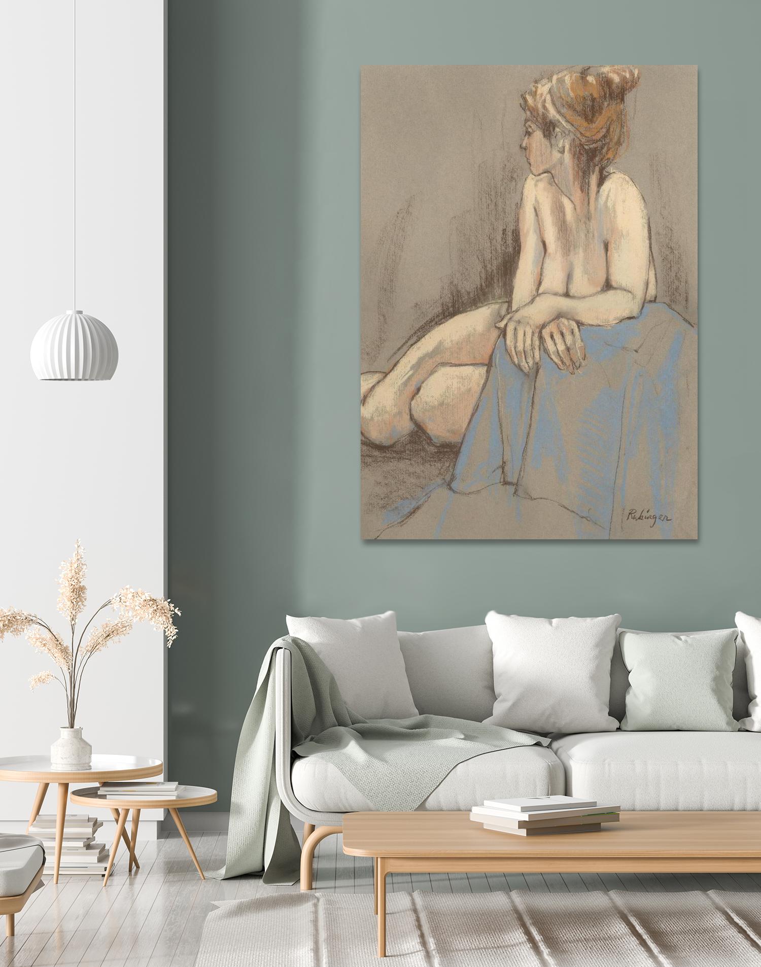 After the Bath by Bram Rubinger on GIANT ART - beige figurative corps nu