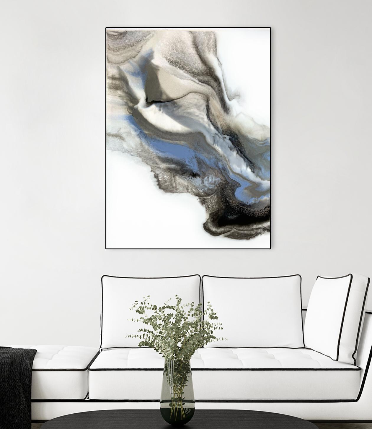 Green And Blue Wave by Alyson Mccrink on GIANT ART - grey abstract volage