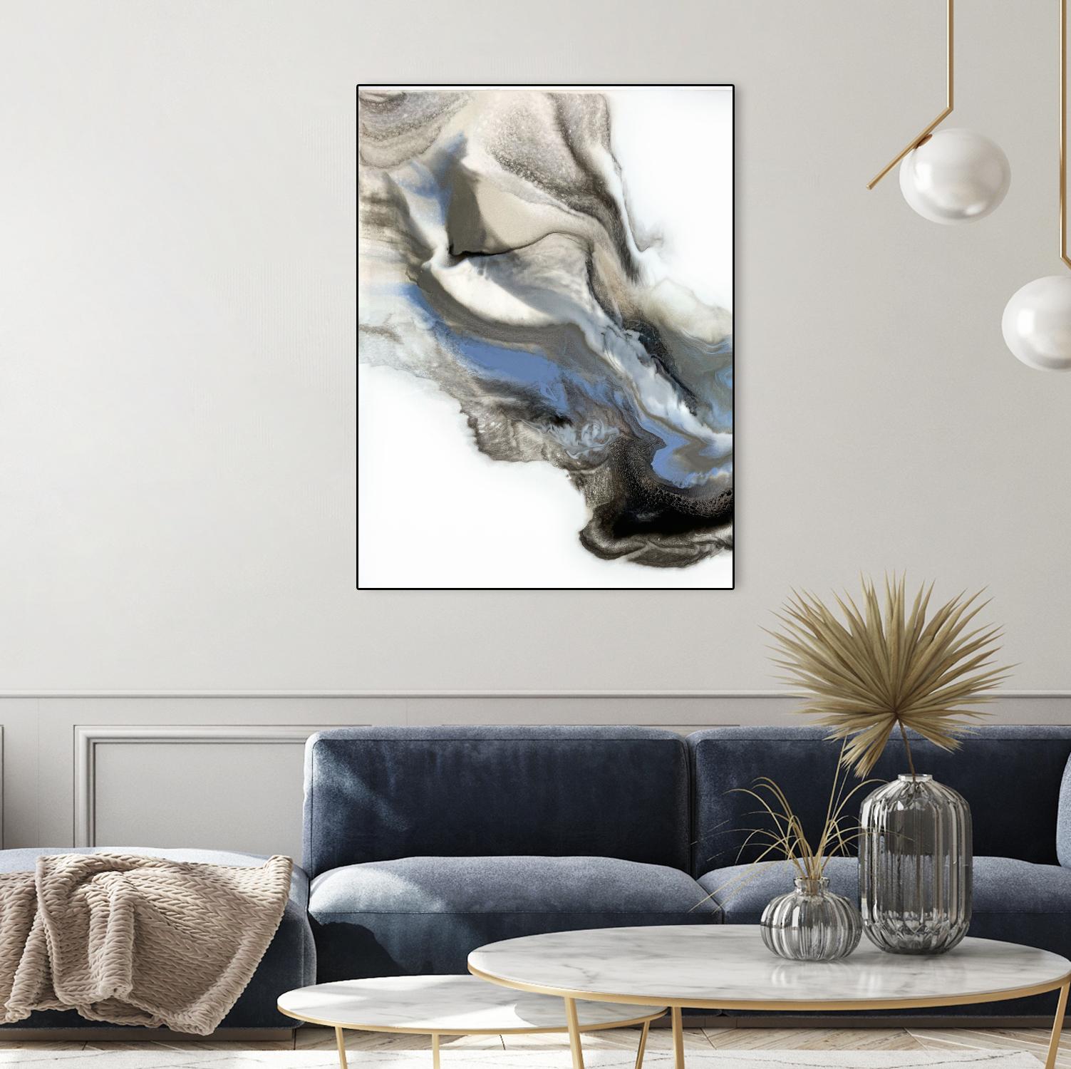 Green And Blue Wave by Alyson Mccrink on GIANT ART - grey abstract volage