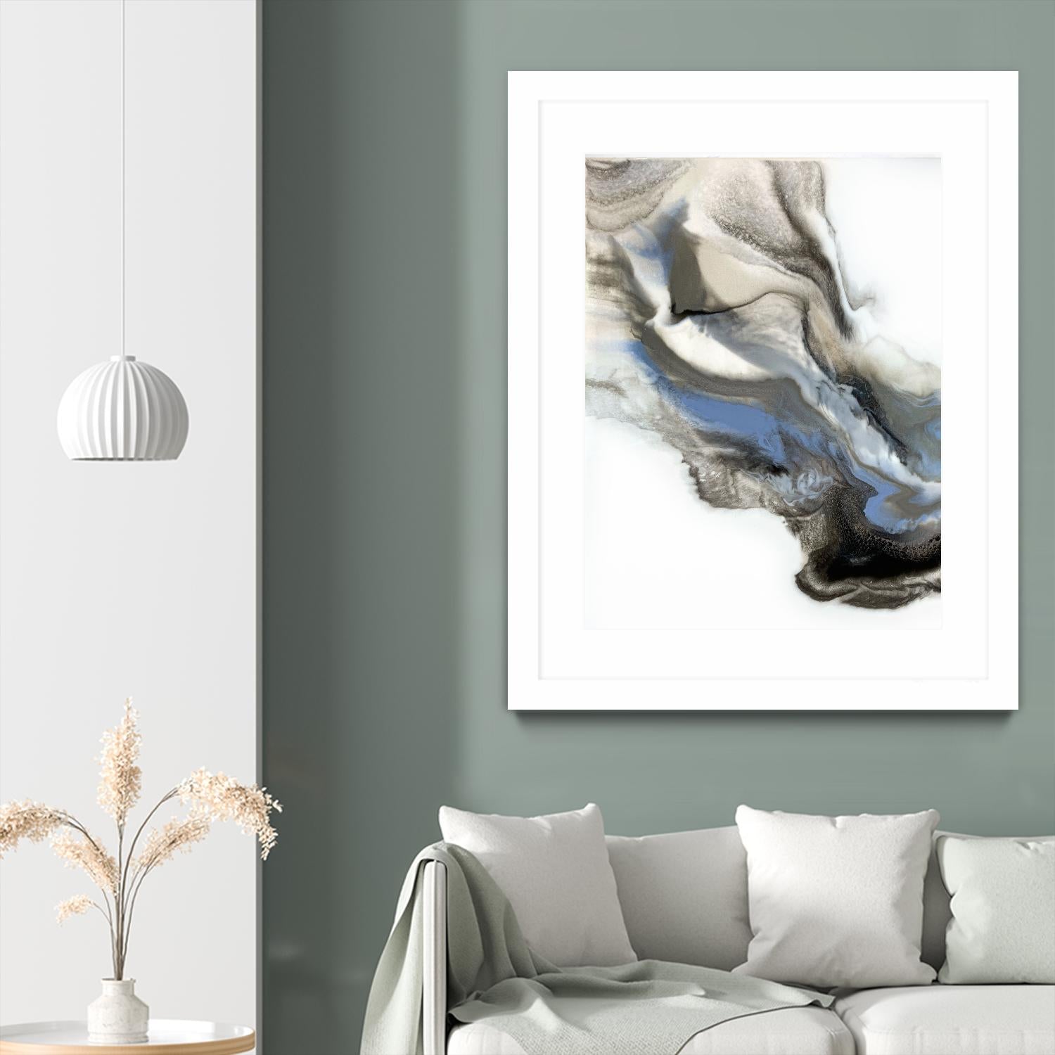 Green And Blue Wave by Alyson Mccrink on GIANT ART - grey abstract volage