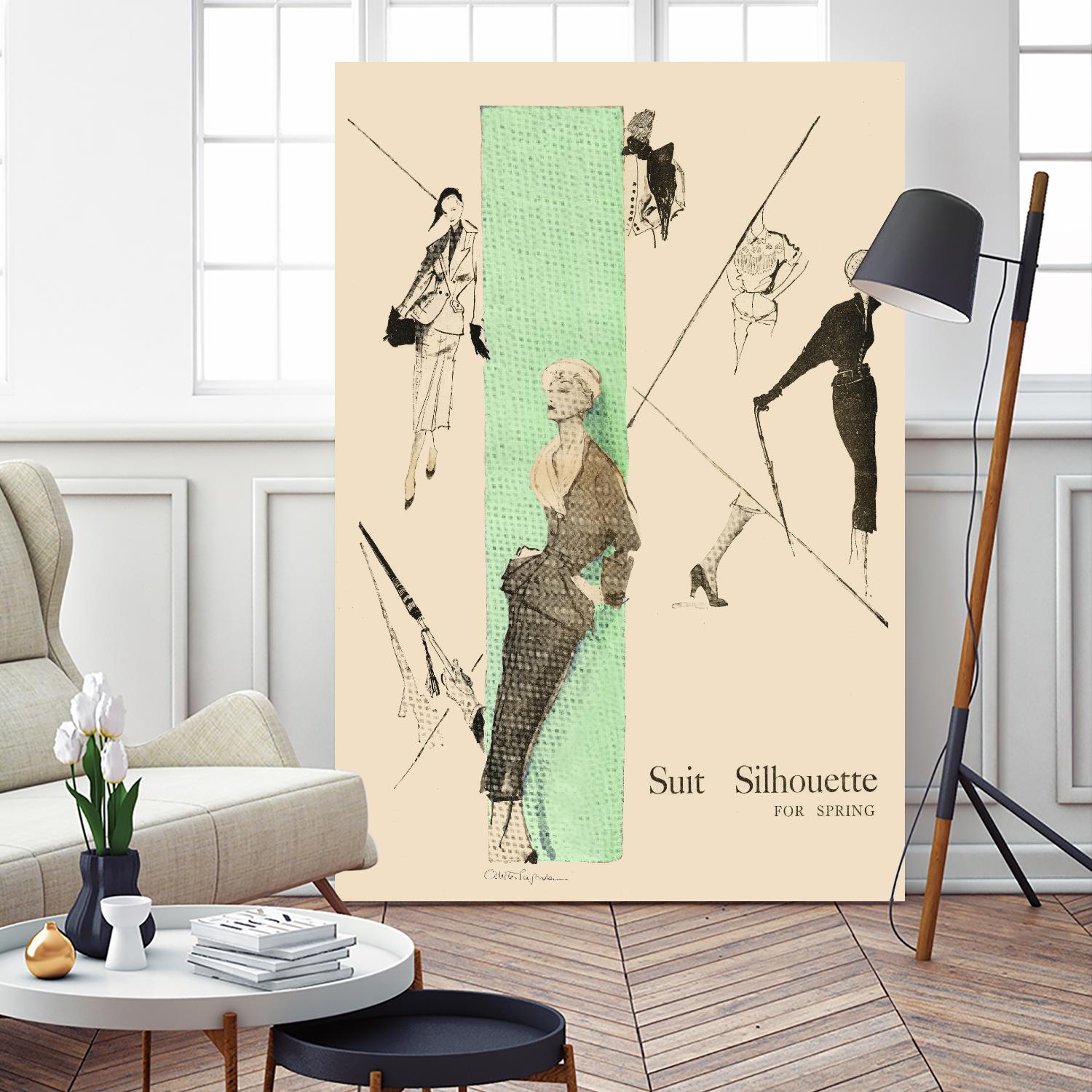 1950's Fashion - Suit Silouhette by Odette Lafontaine on GIANT ART - beige vintage woman