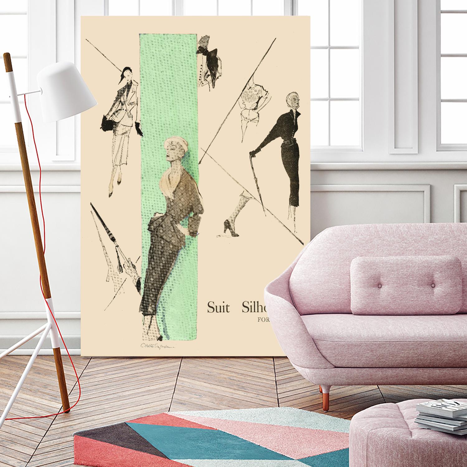 1950's Fashion - Suit Silouhette by Odette Lafontaine on GIANT ART - beige vintage woman