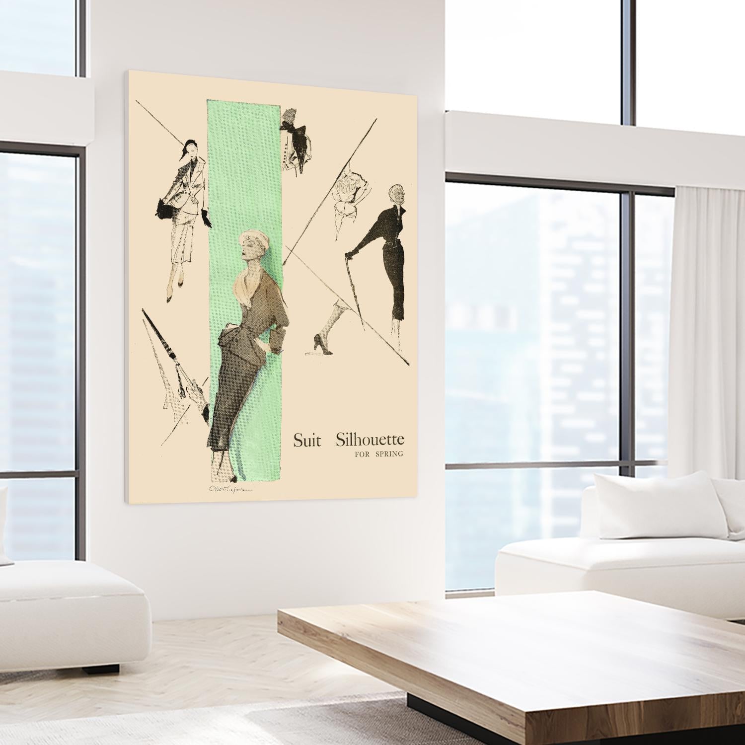 1950's Fashion - Suit Silouhette by Odette Lafontaine on GIANT ART - beige vintage woman