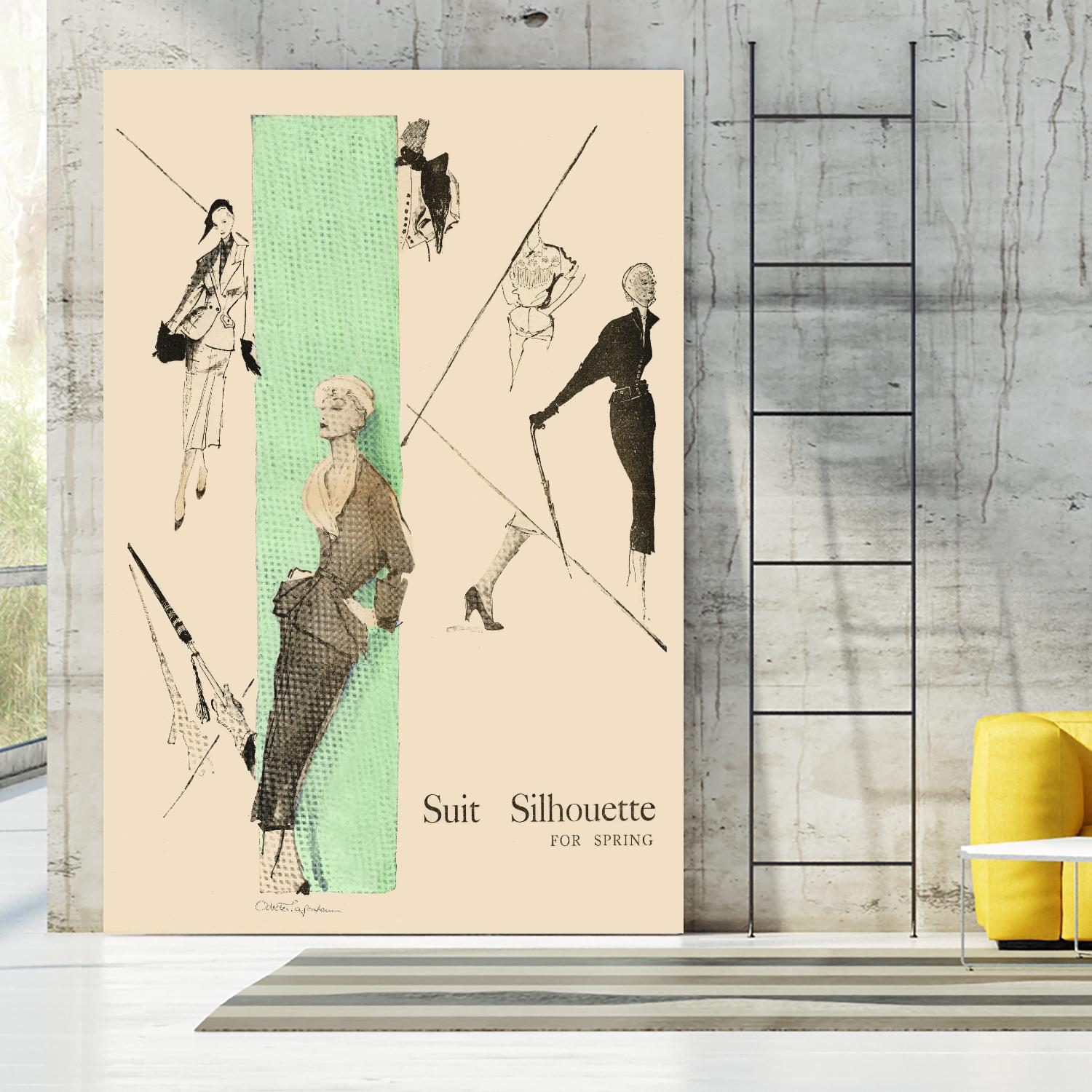 1950's Fashion - Suit Silouhette by Odette Lafontaine on GIANT ART - beige vintage woman