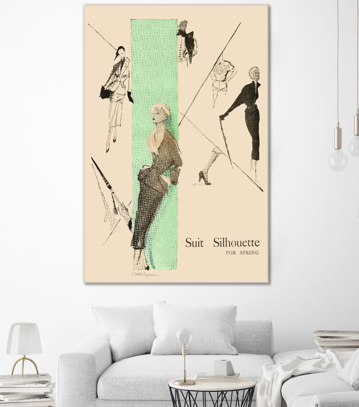 1950's Fashion - Suit Silouhette by Odette Lafontaine on GIANT ART - beige vintage woman