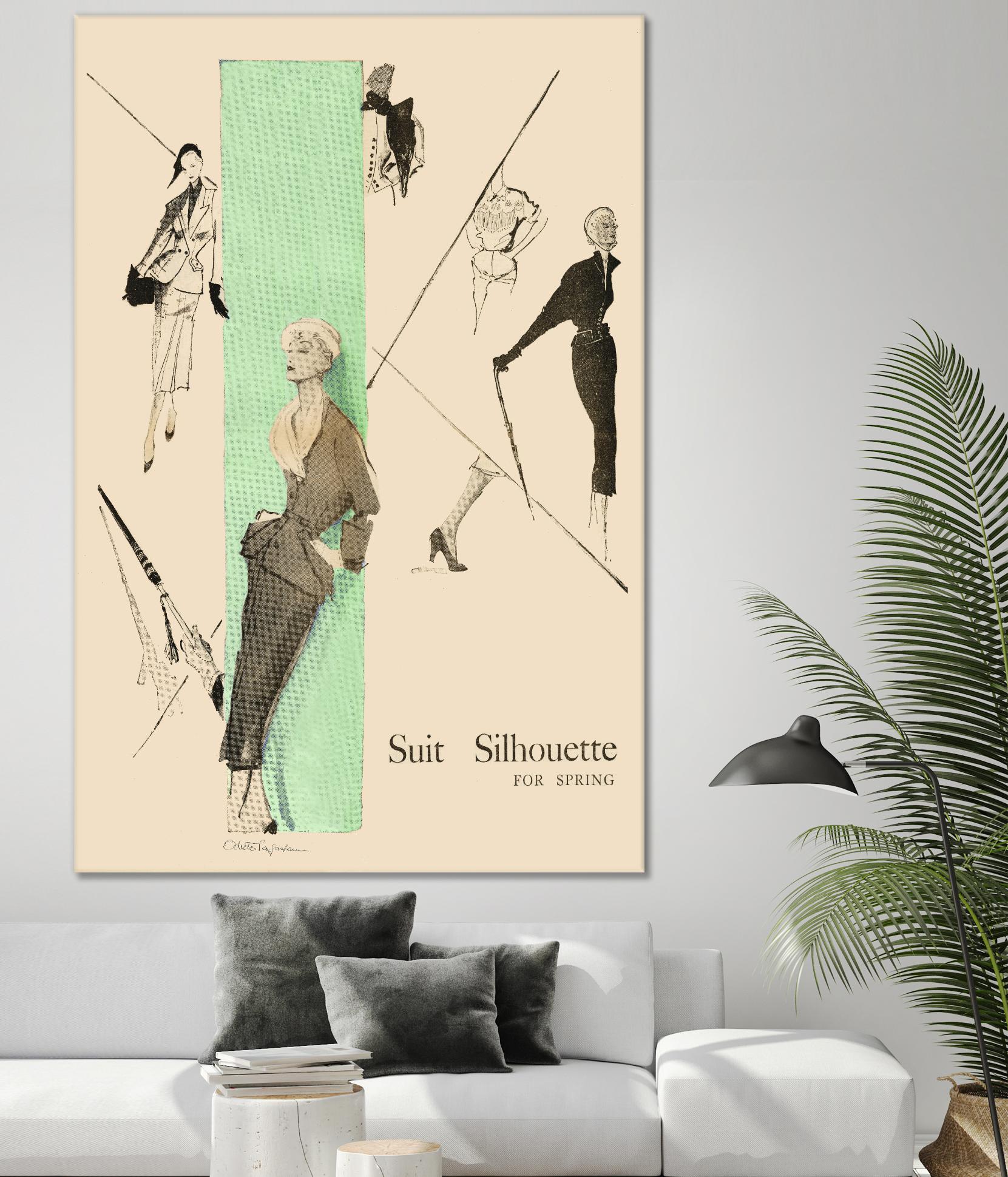 1950's Fashion - Suit Silouhette by Odette Lafontaine on GIANT ART - beige vintage woman