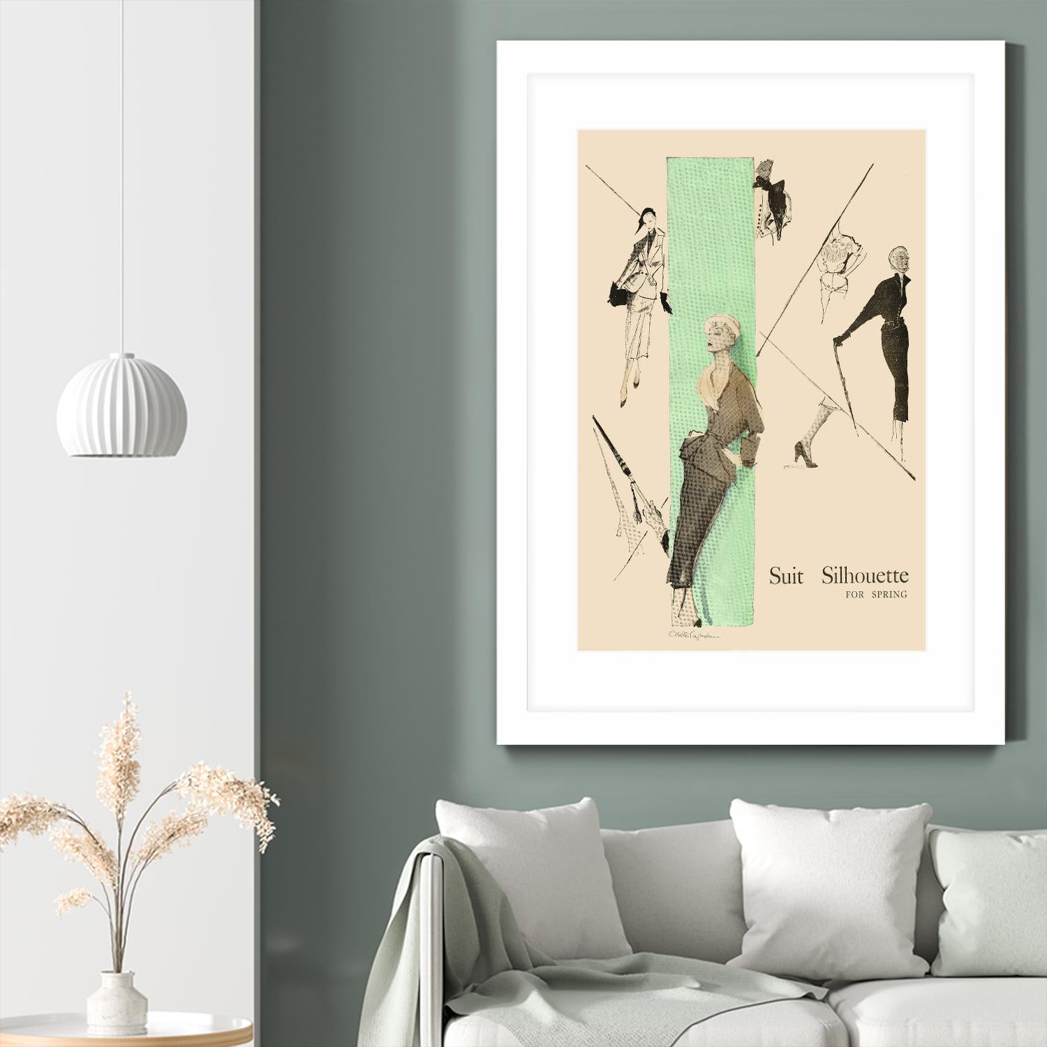 1950's Fashion - Suit Silouhette by Odette Lafontaine on GIANT ART - beige vintage woman