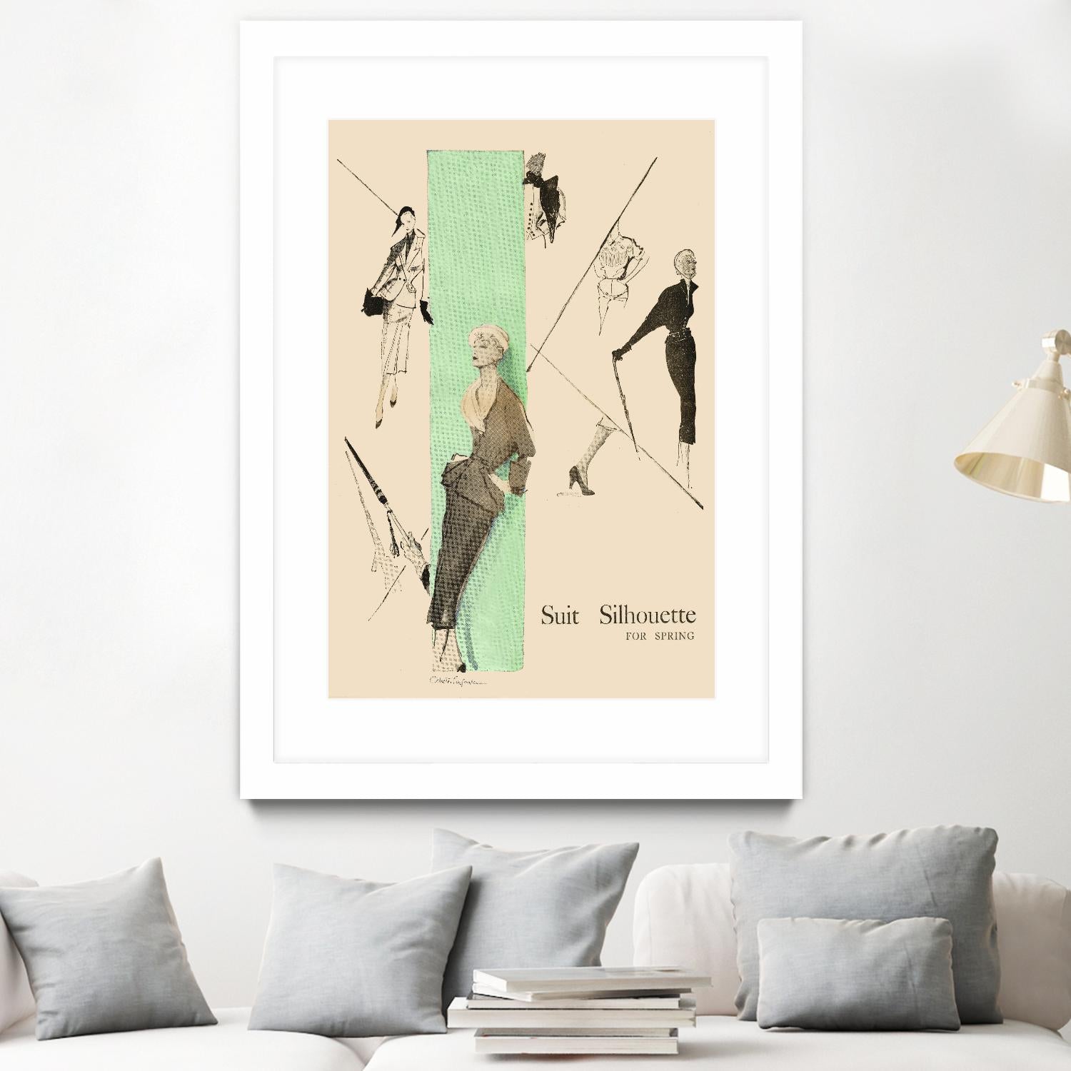 1950's Fashion - Suit Silouhette by Odette Lafontaine on GIANT ART - beige vintage woman