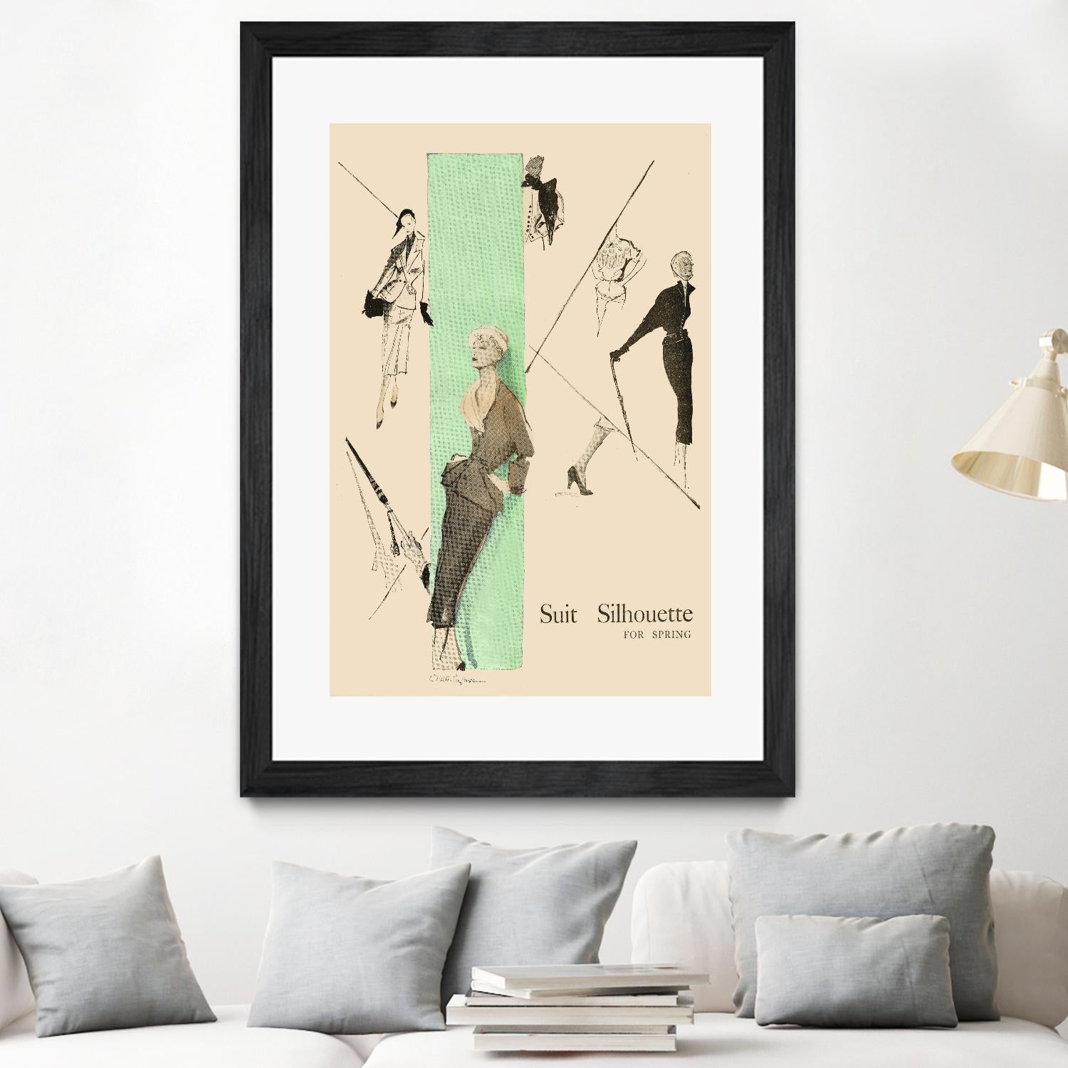 1950's Fashion - Suit Silouhette by Odette Lafontaine on GIANT ART - beige vintage woman