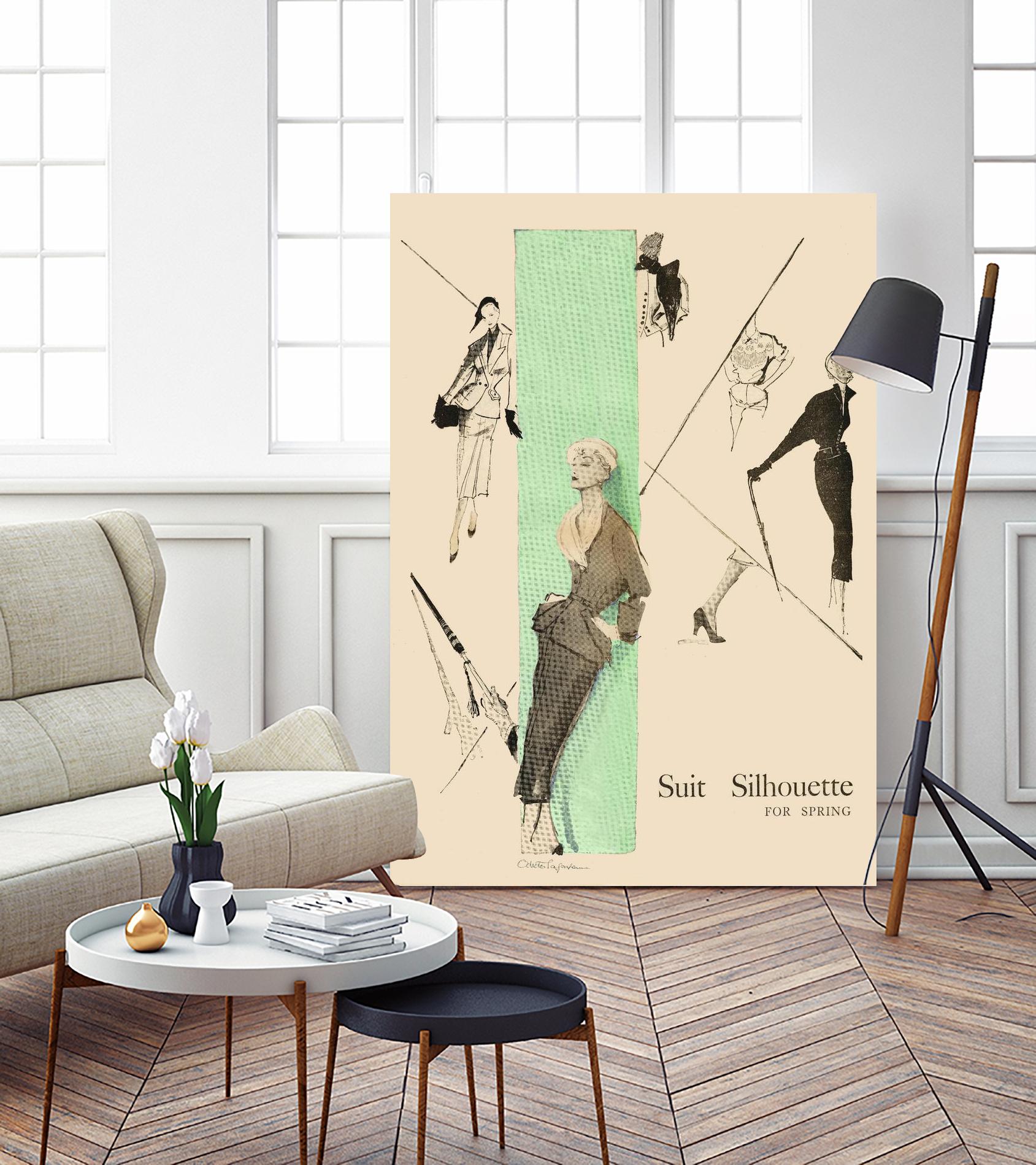 1950's Fashion - Suit Silouhette by Odette Lafontaine on GIANT ART - beige vintage woman