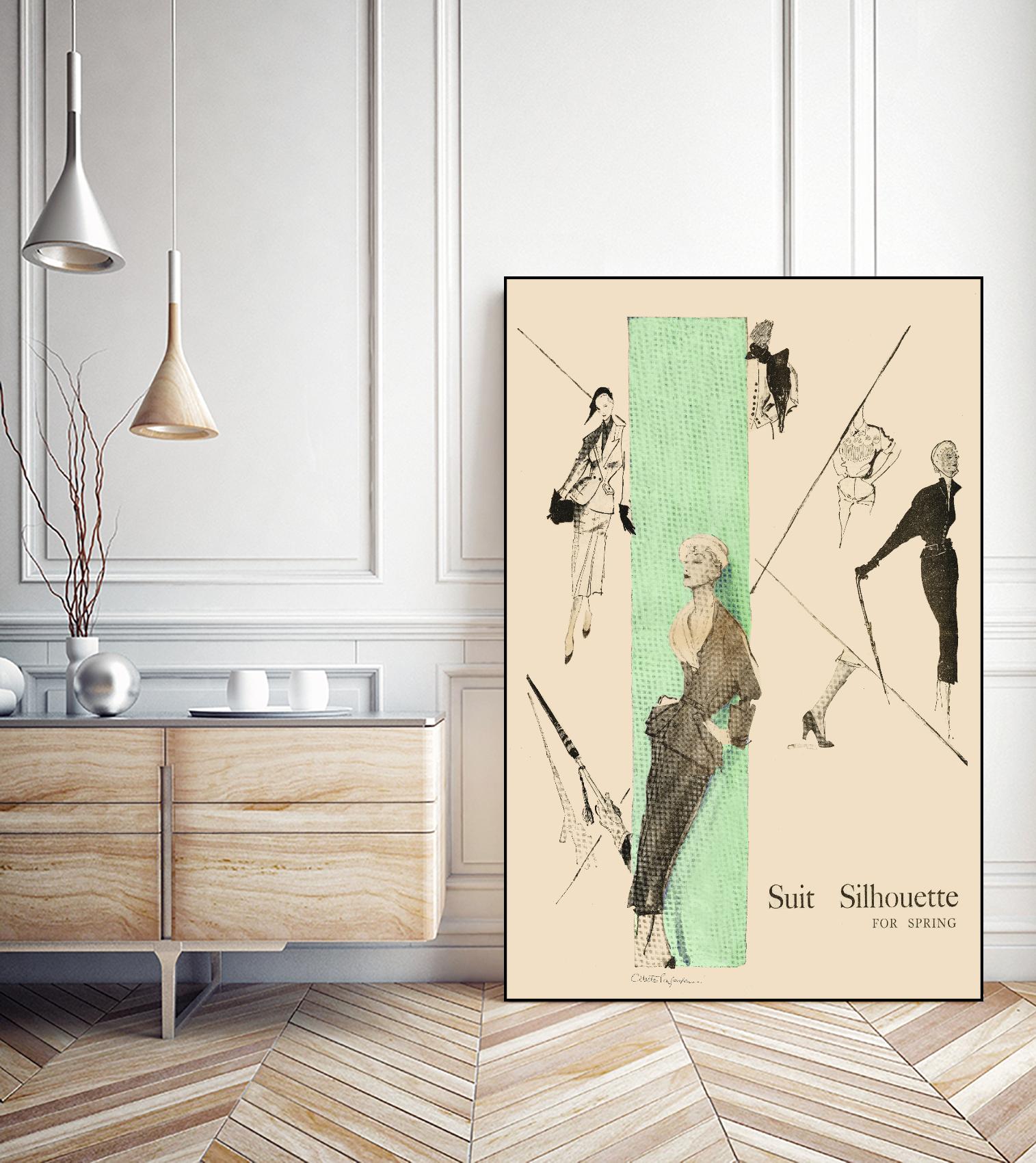 1950's Fashion - Suit Silouhette by Odette Lafontaine on GIANT ART - beige vintage woman