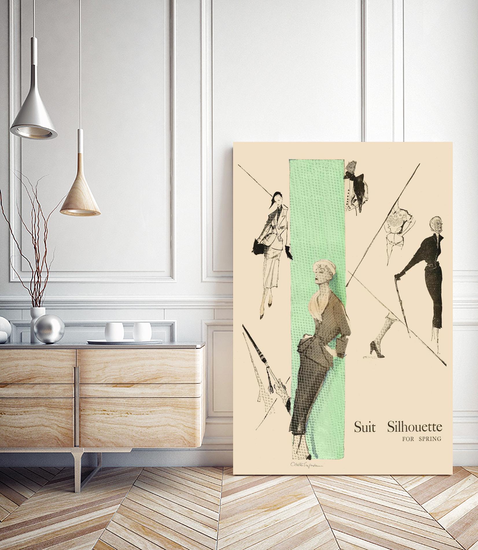 1950's Fashion - Suit Silouhette by Odette Lafontaine on GIANT ART - beige vintage woman