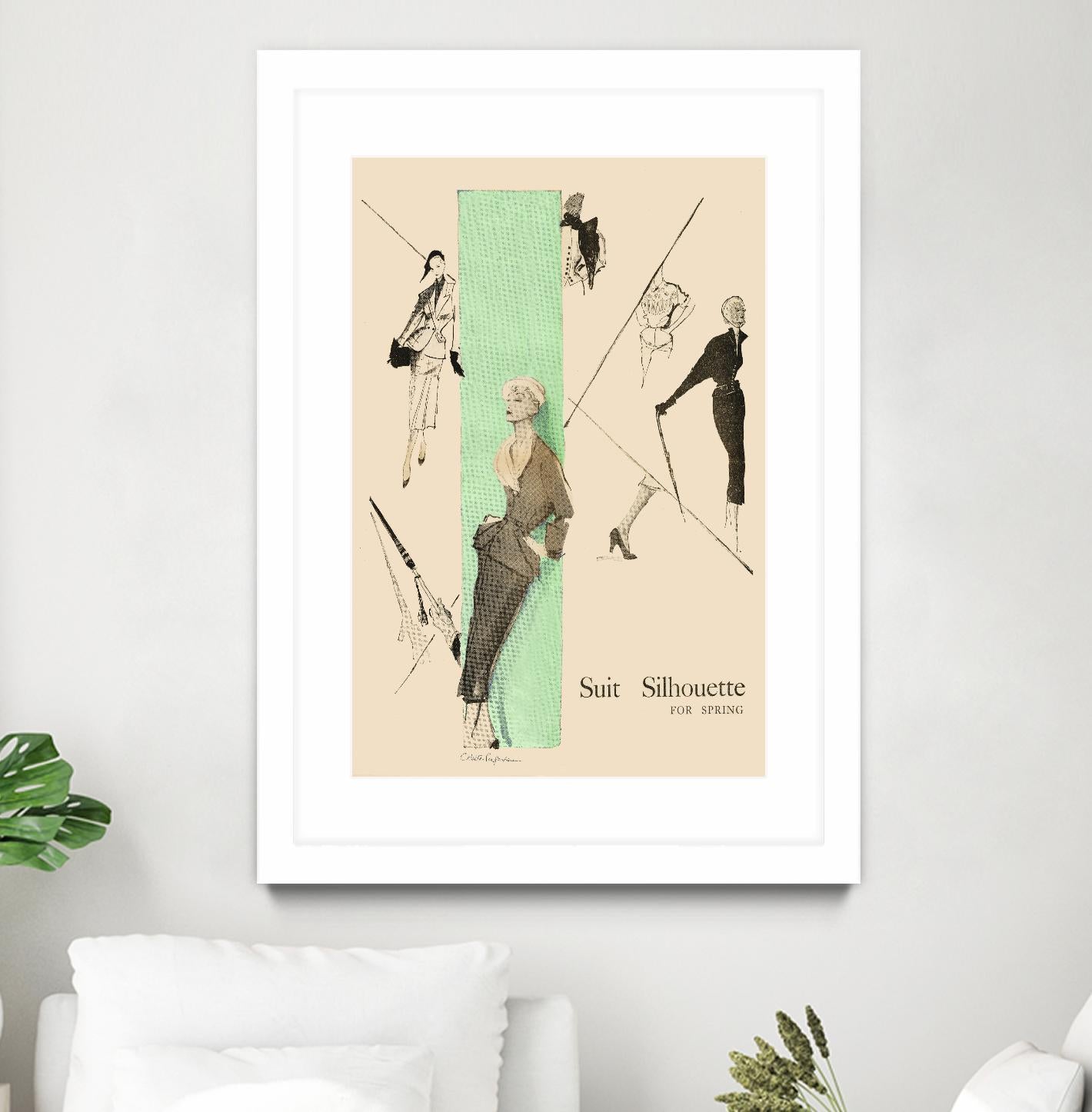 1950's Fashion - Suit Silouhette by Odette Lafontaine on GIANT ART - beige vintage woman