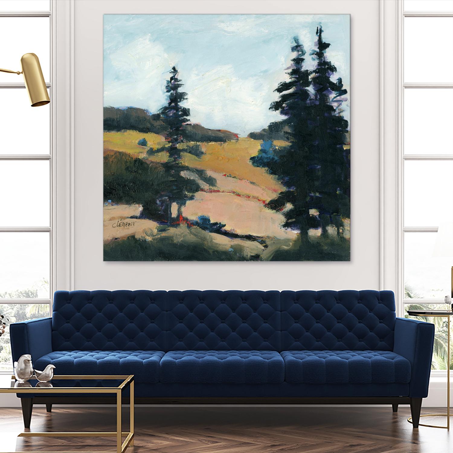Trees 1 by Jacques Clement on GIANT ART - gold landscape sapins