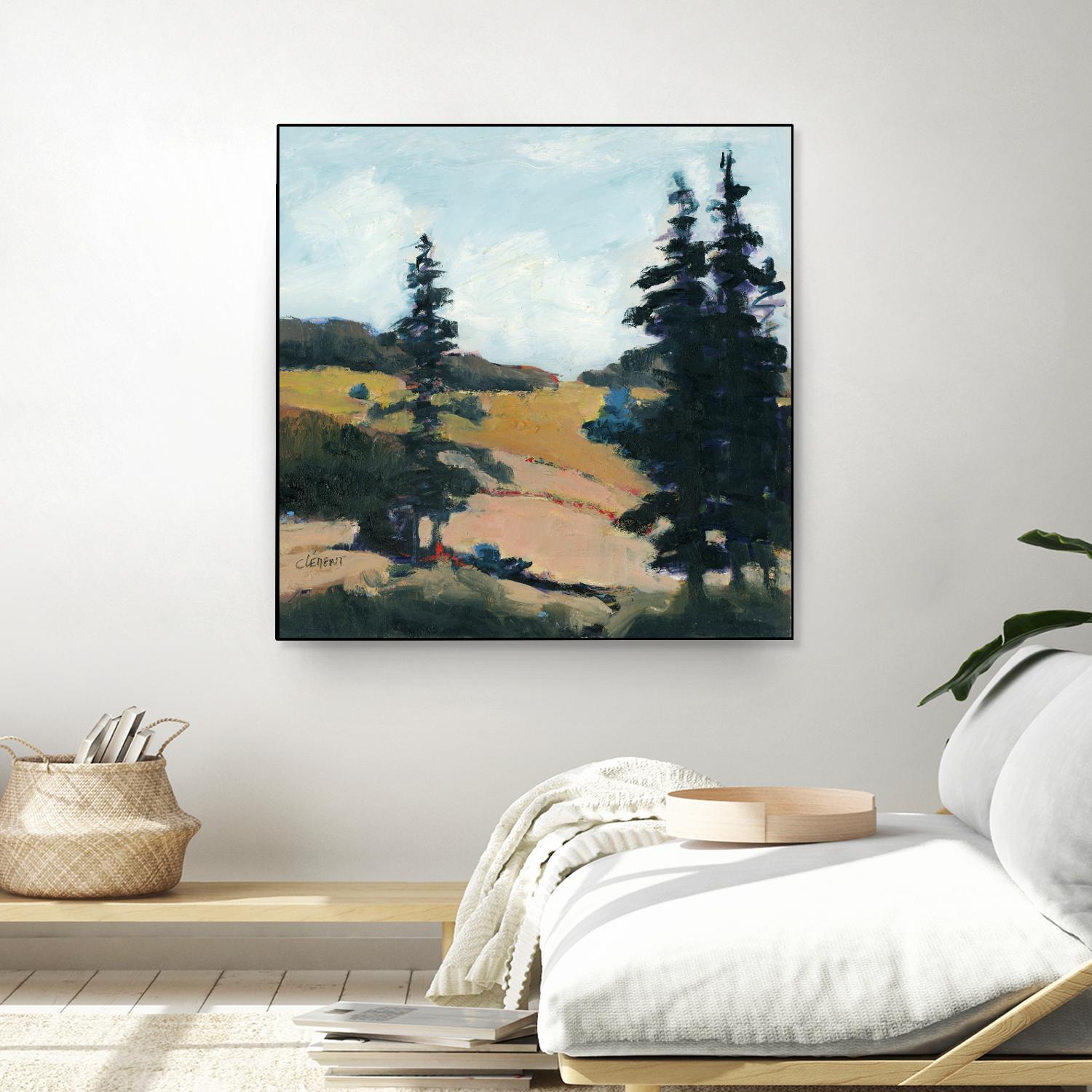 Trees 1 by Jacques Clement on GIANT ART - gold landscape sapins