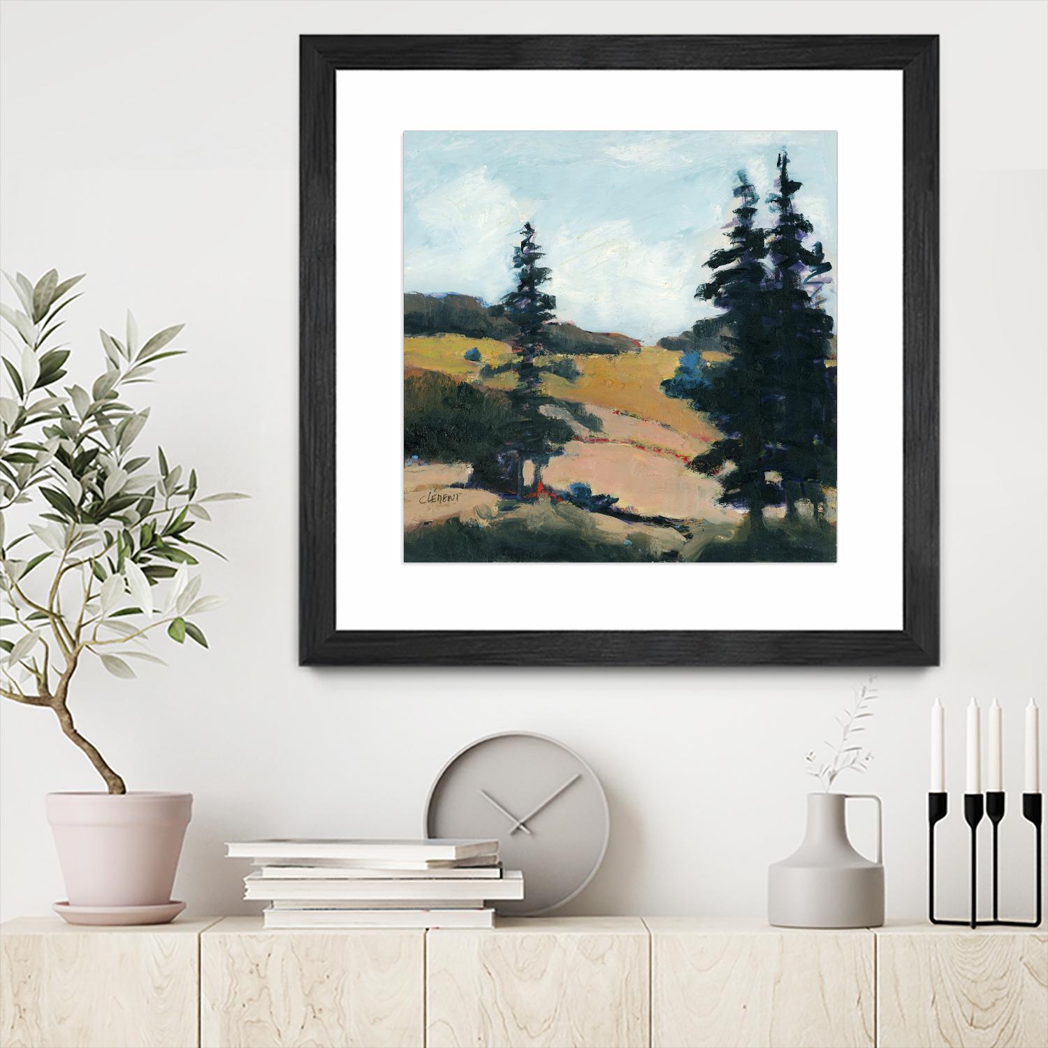 Trees 1 by Jacques Clement on GIANT ART - gold landscape sapins